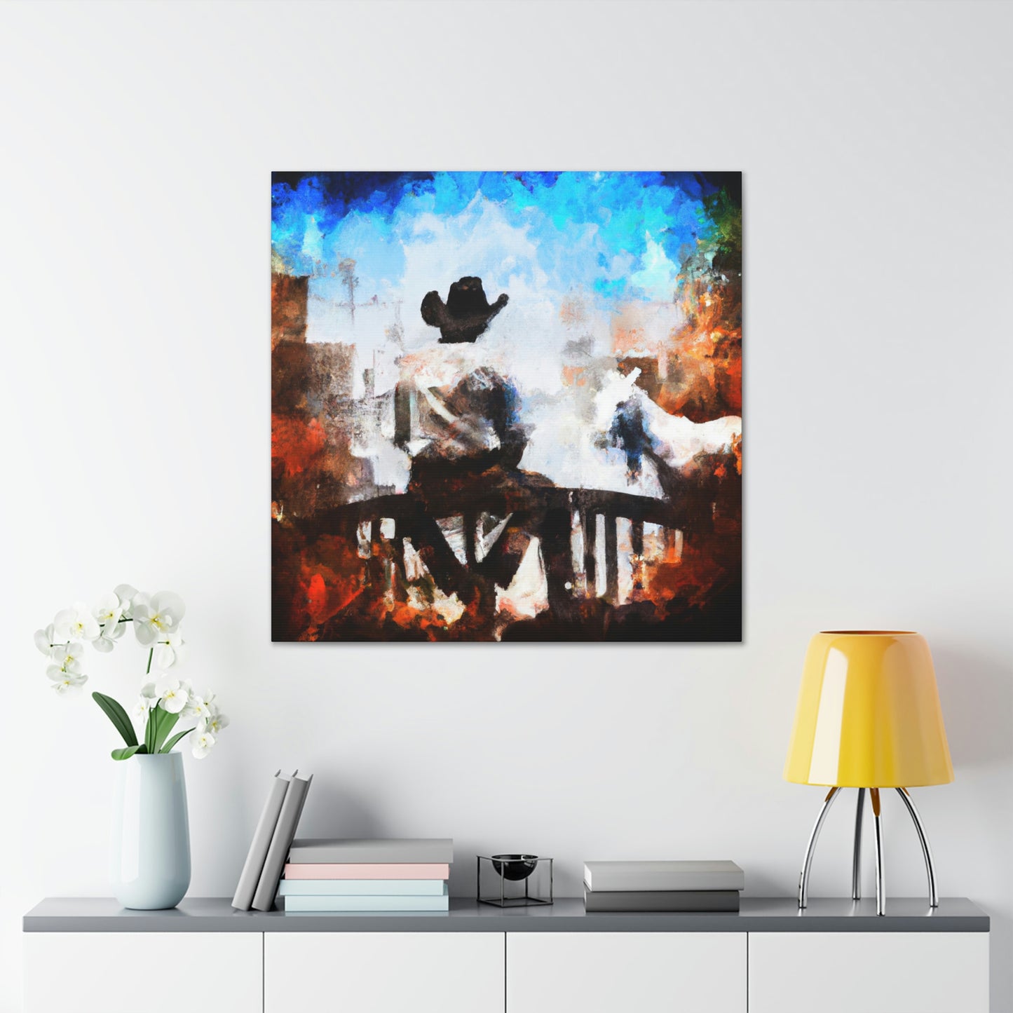 Cowboy on a Fence - Canvas