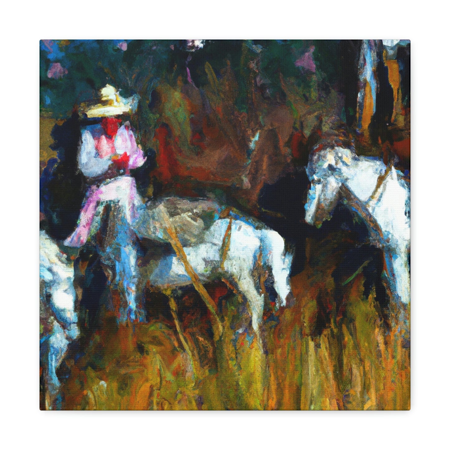 "Grazing Horses, Expression" - Canvas