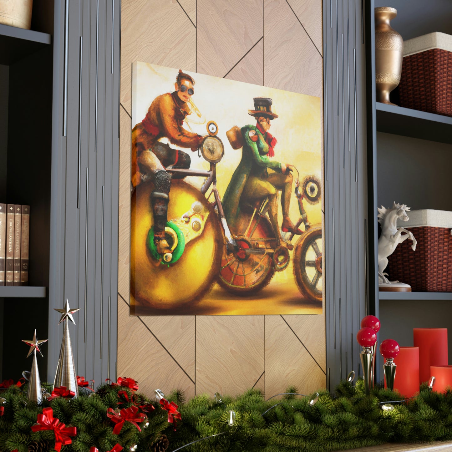 Biking in Steampunkland - Canvas