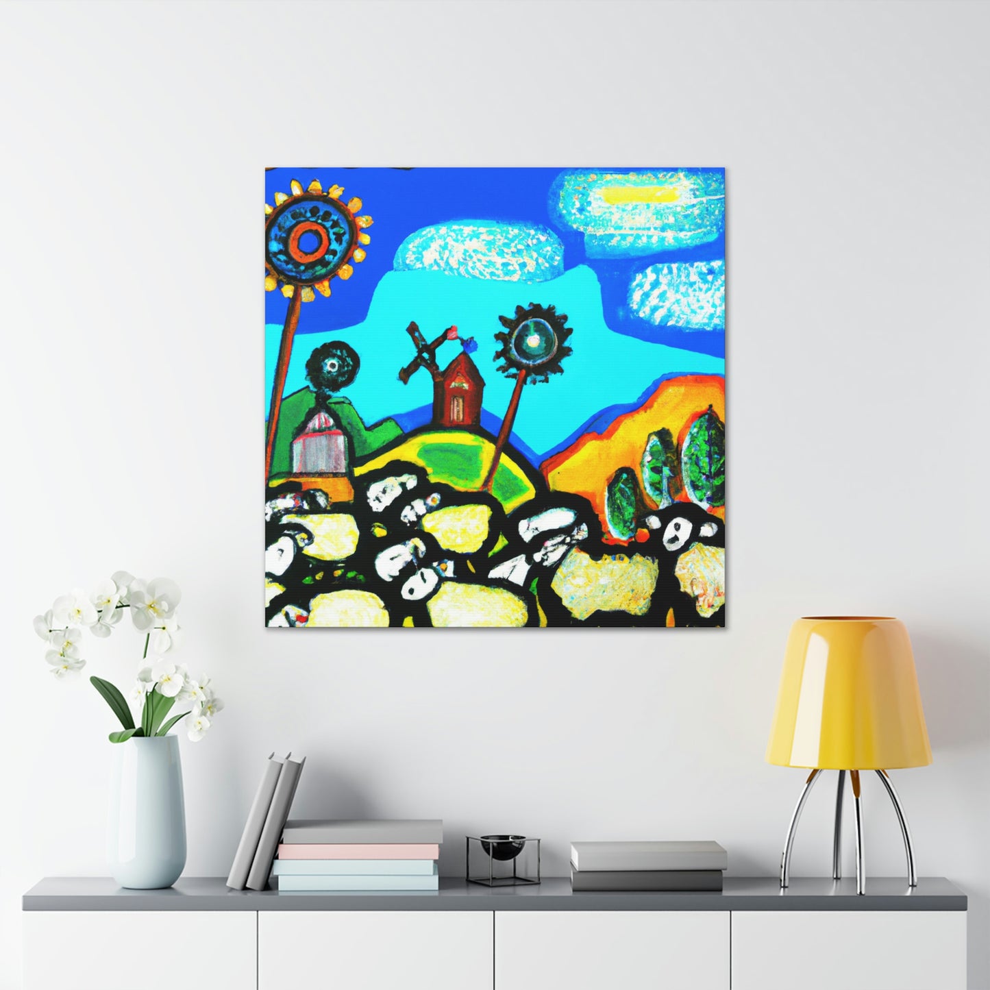 Sheep in Pastoral Scene - Canvas