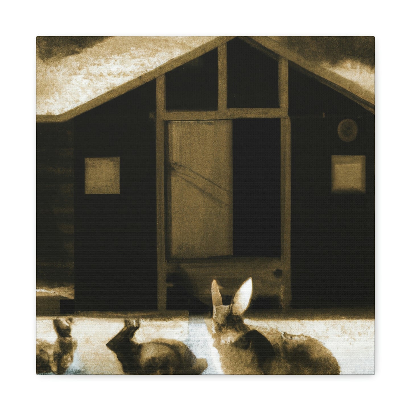 "Rabbits in Nature's Harmony" - Canvas