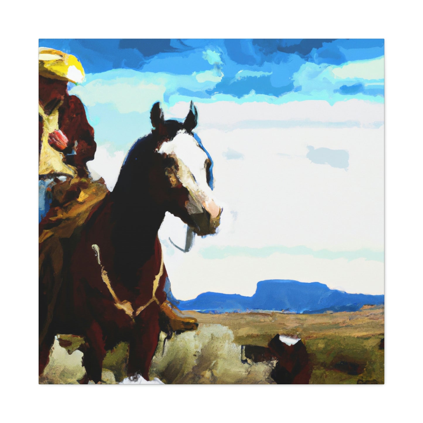 Cowboy on Wild Stallion - Canvas