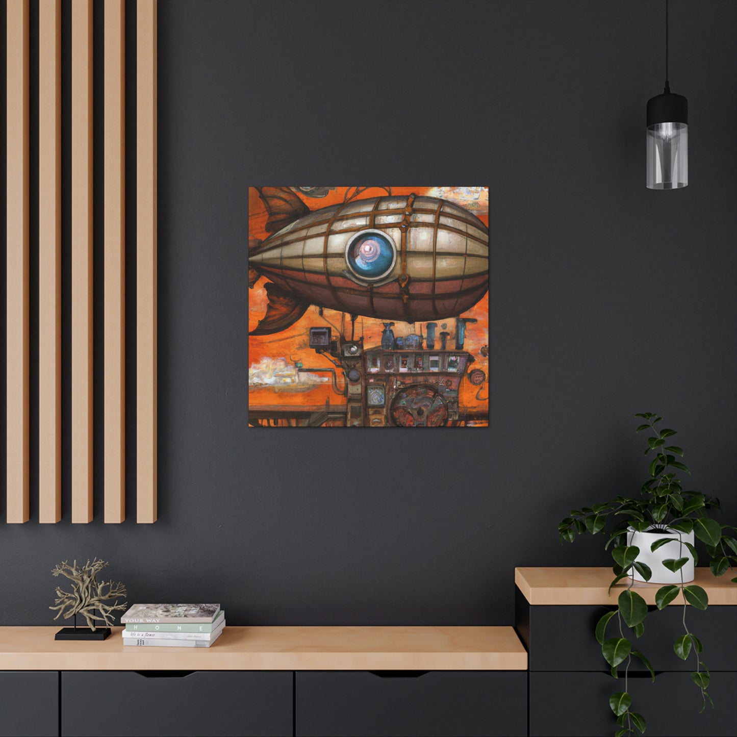 "Steampunk Blimp Descends" - Canvas