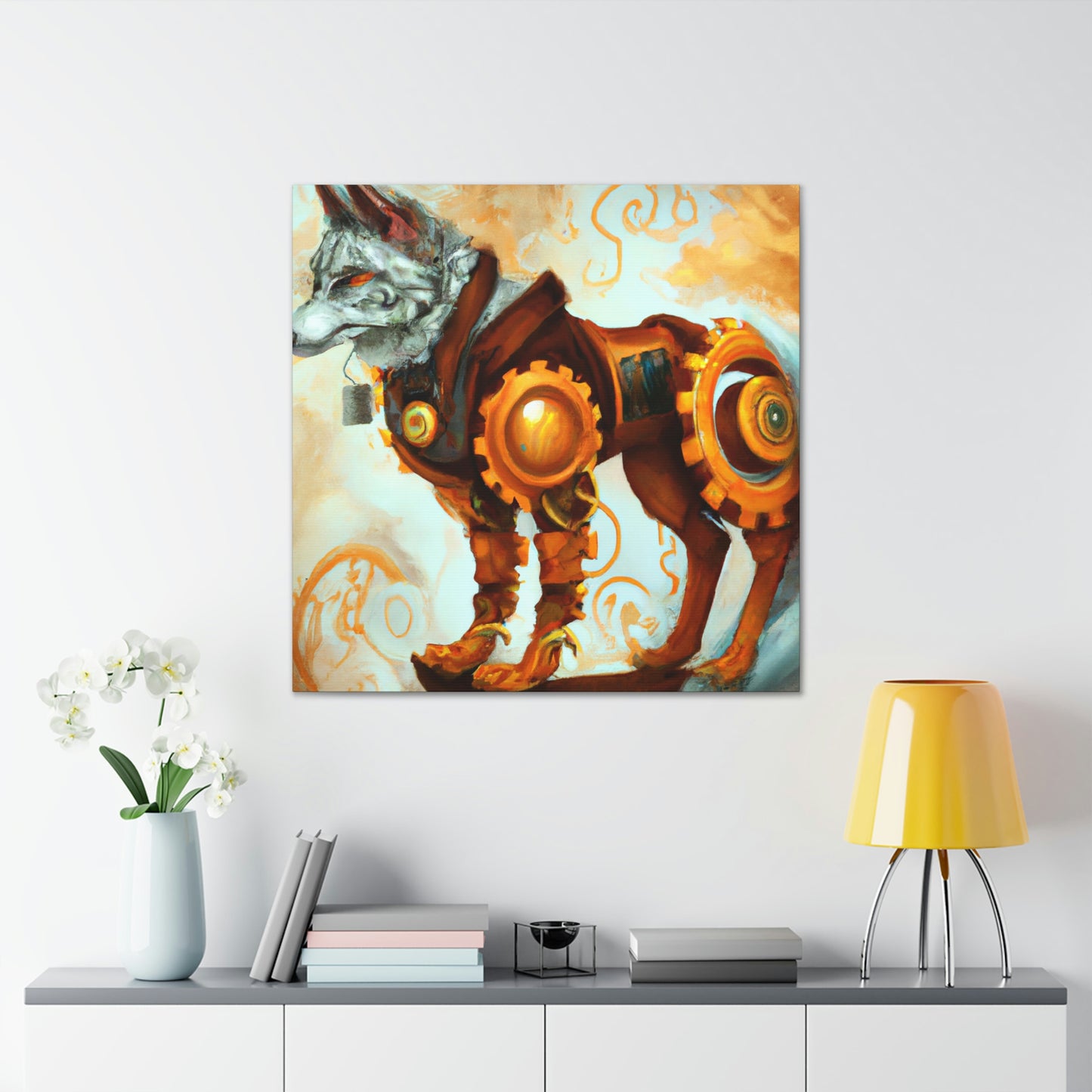 "Wolf in Steam Gears" - Canvas