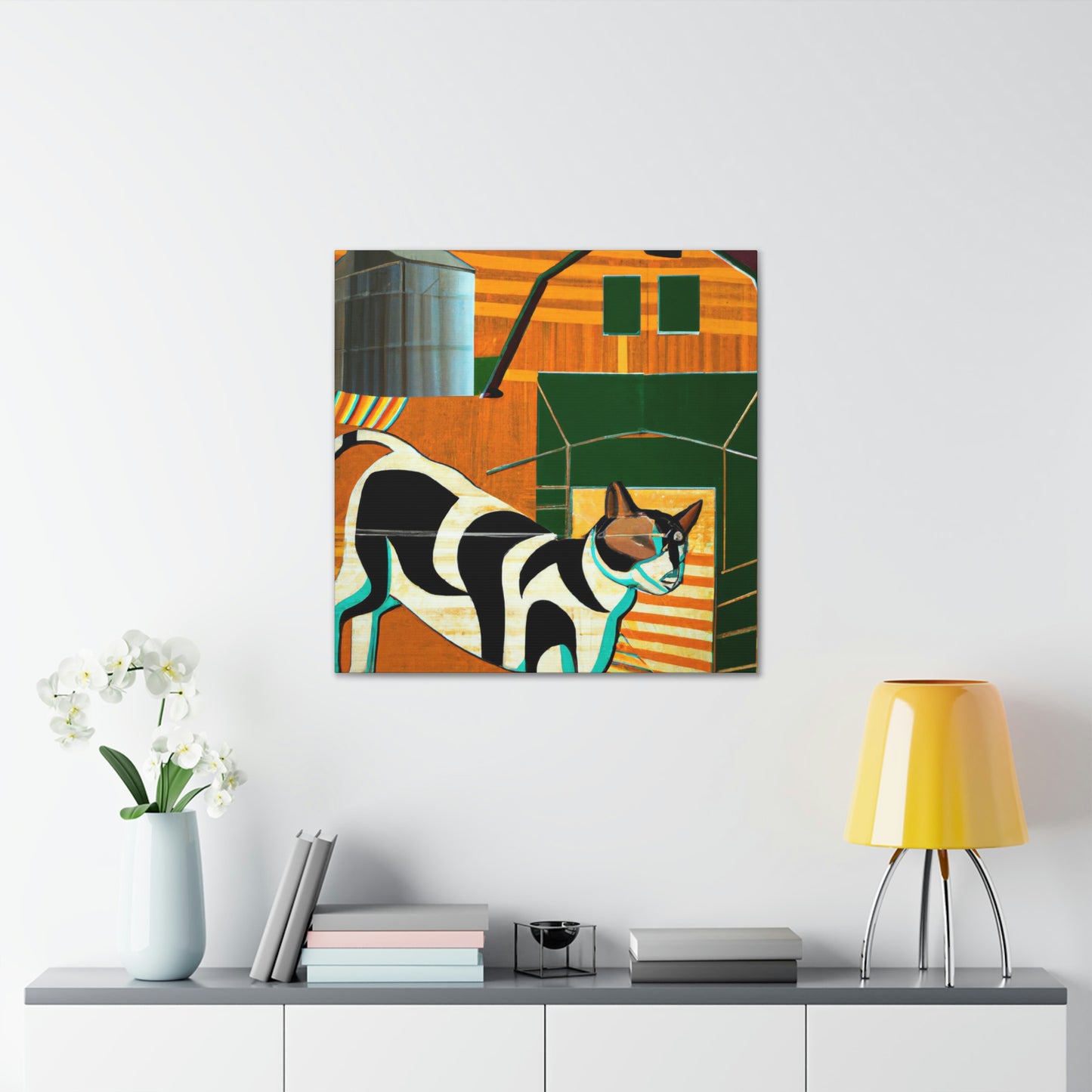 "Barn Cat Art Deco" - Canvas