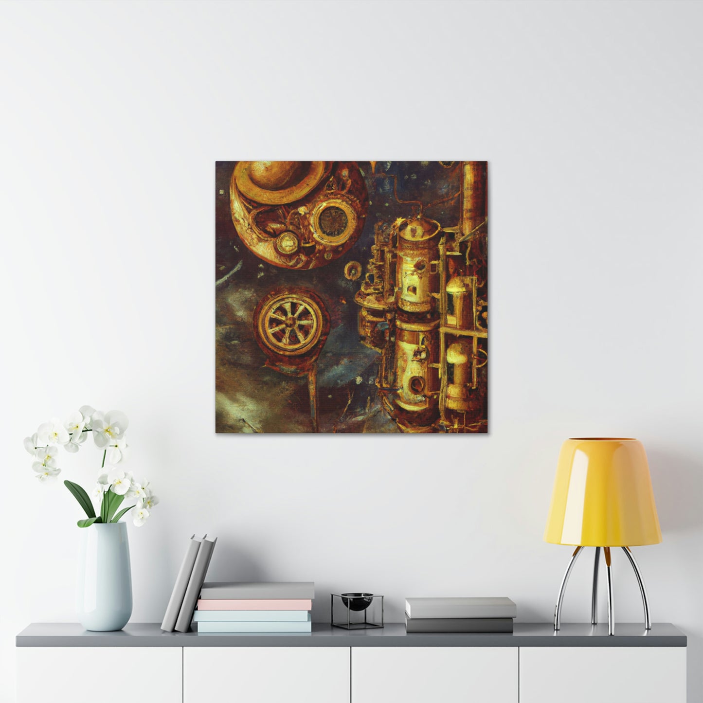 "Steampunk Space Station Dreams" - Canvas