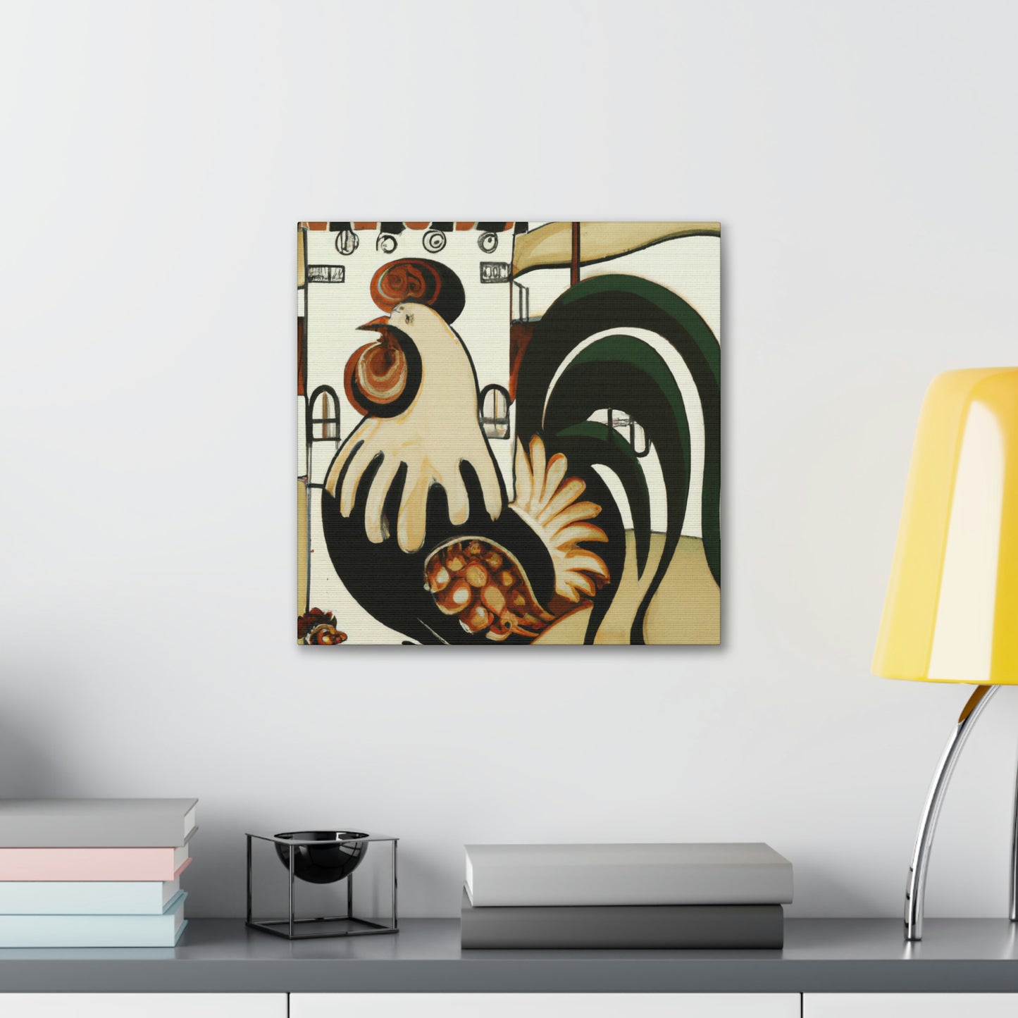 "Rooster At Dawn, Art Nouveau" - Canvas