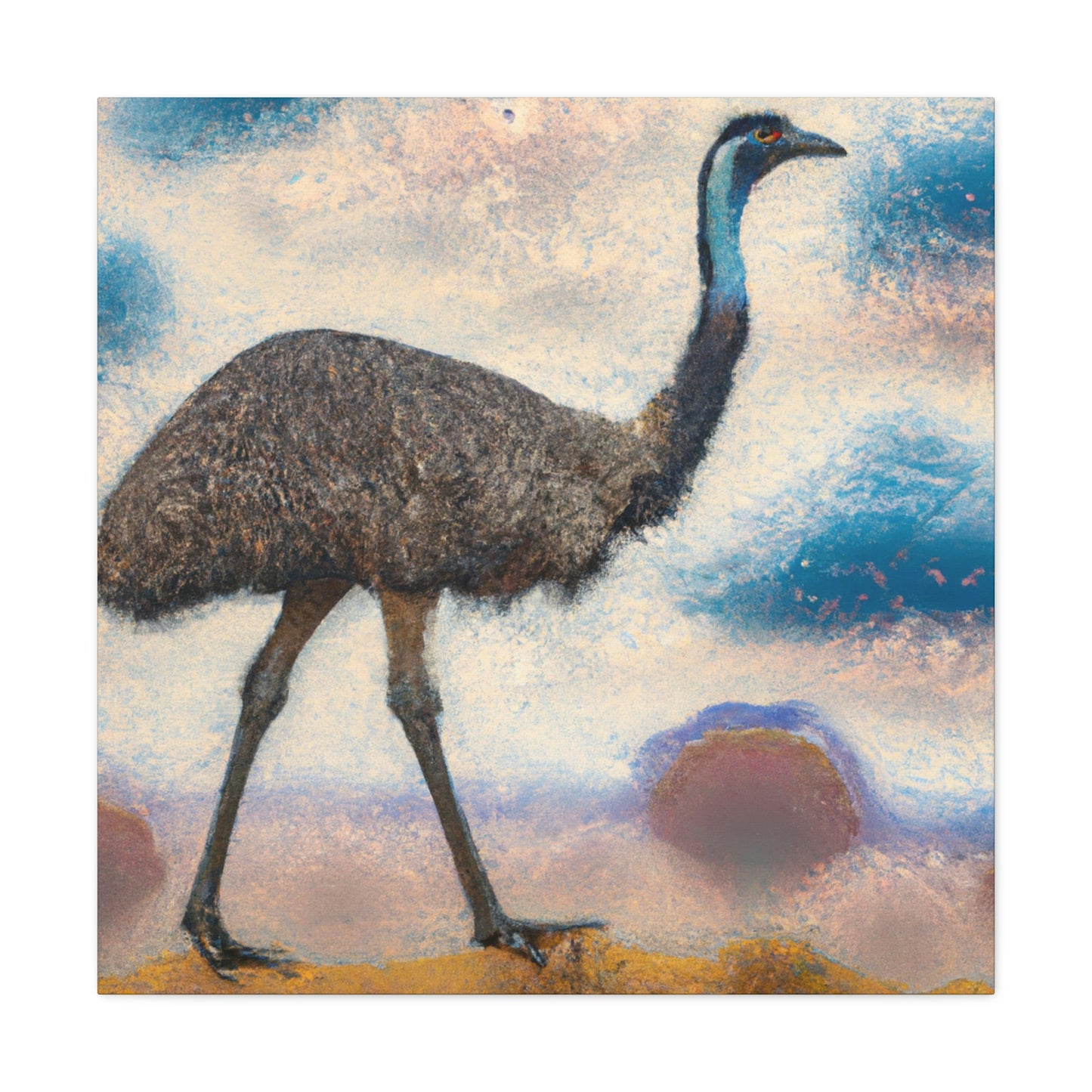 "Emu in Pointillism" - Canvas