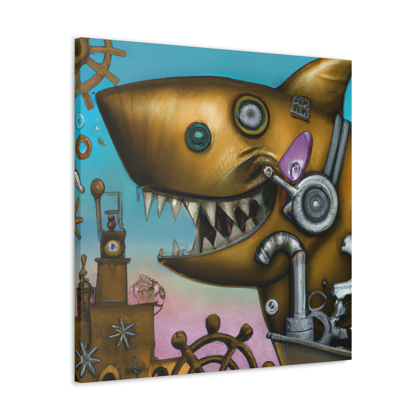 "Shark in Steampunk Goggles" - Canvas