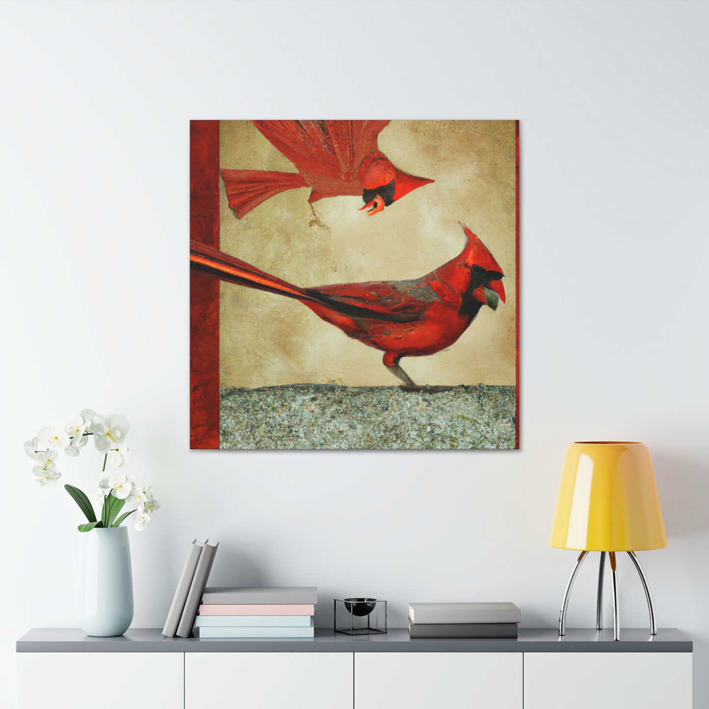 "Cardinal in Art Deco" - Canvas