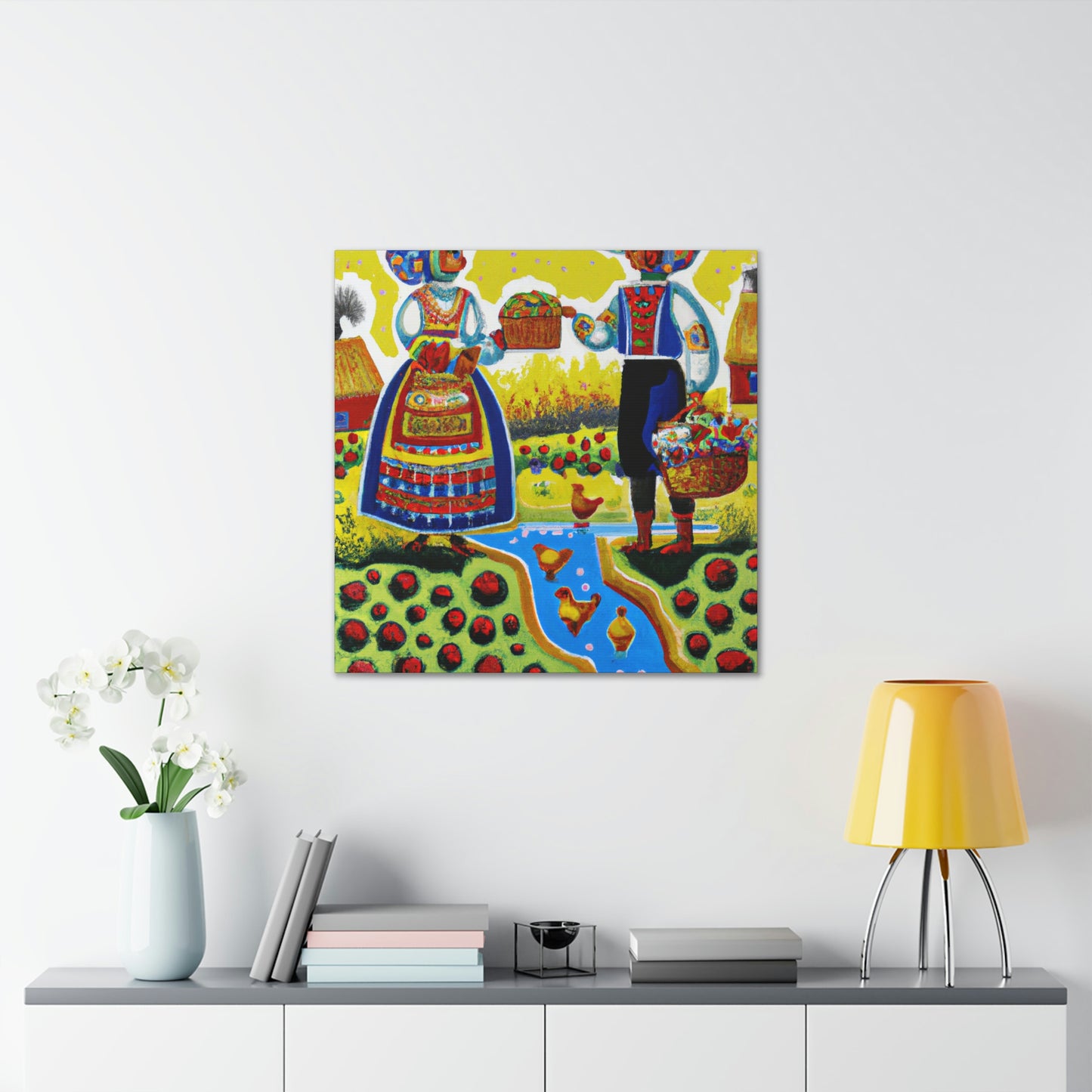 Folk Art Pointillism - Canvas