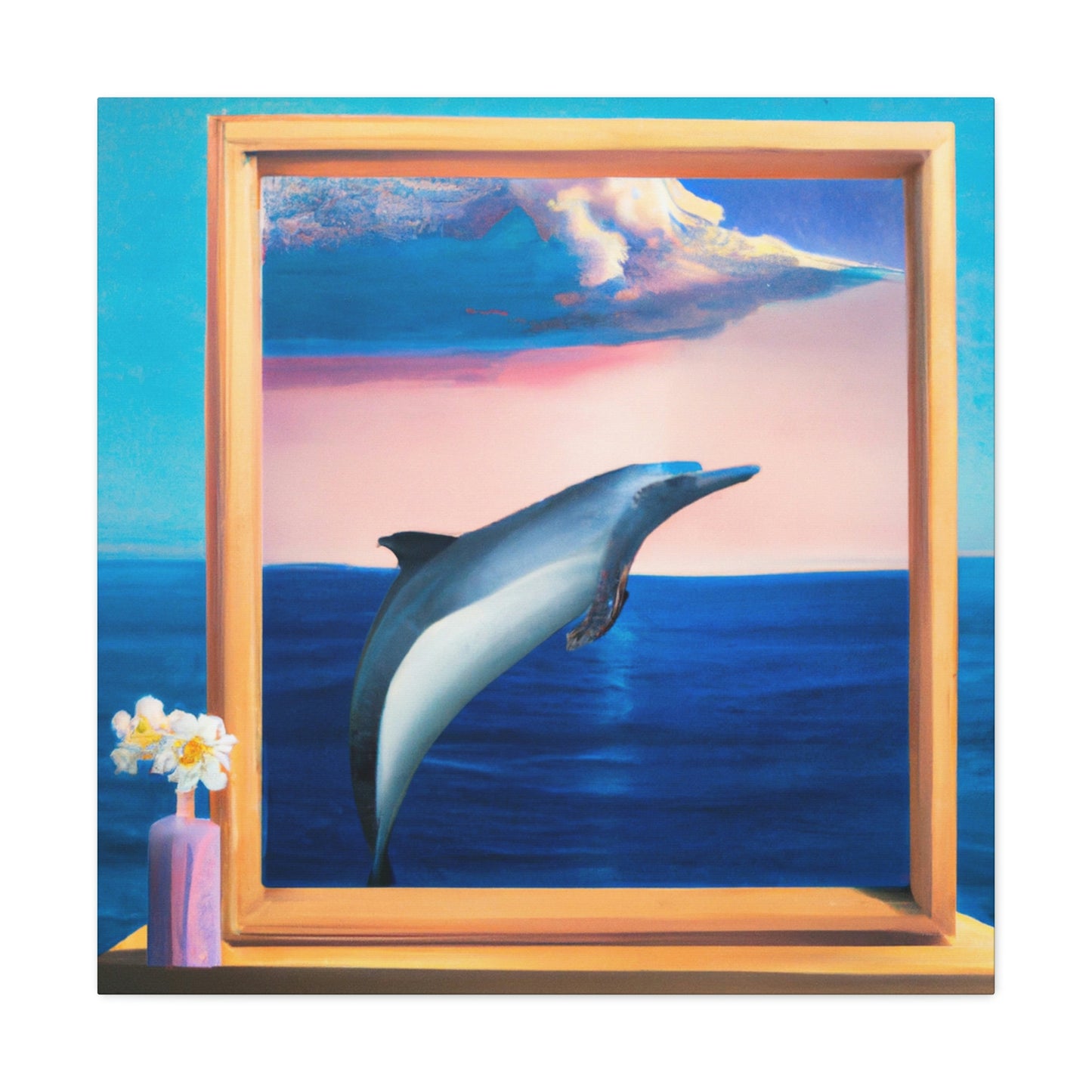 "Dolphins in Midnight Blue" - Canvas