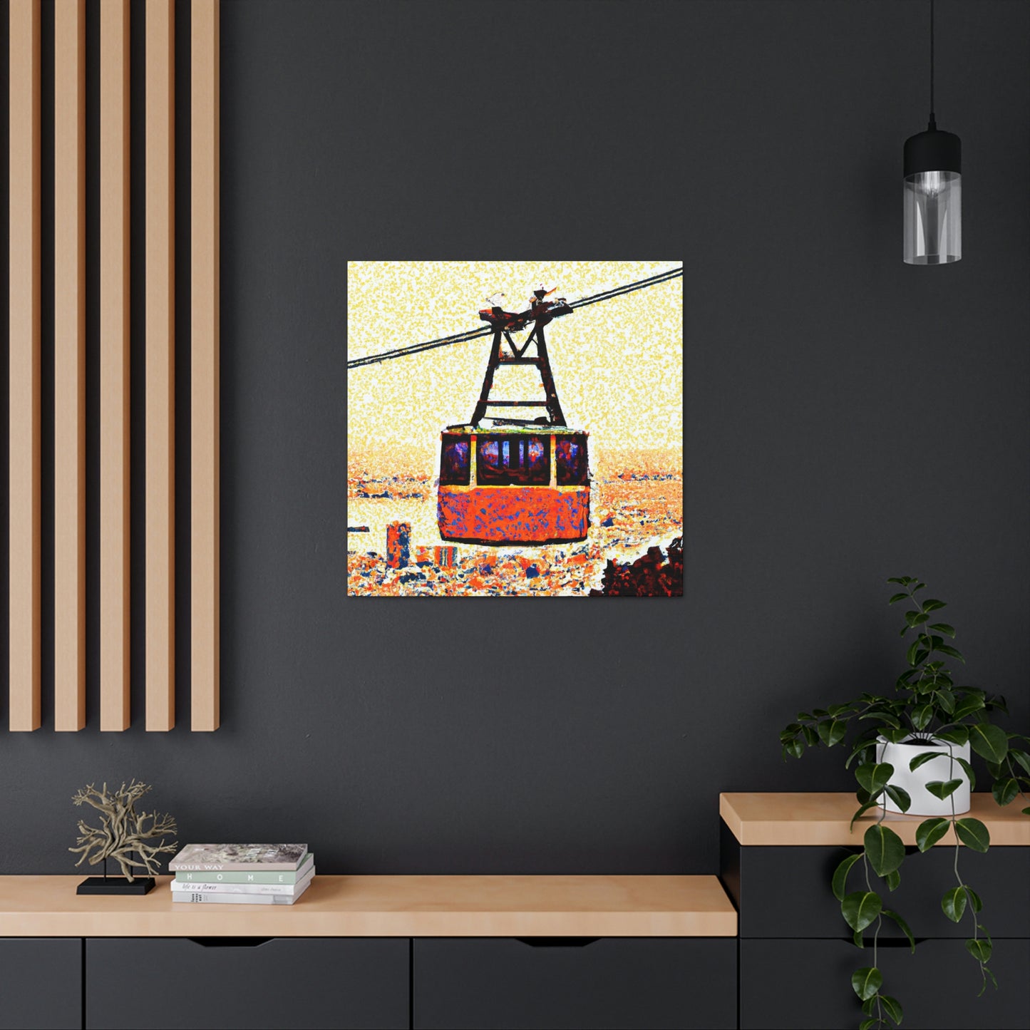 Cable Car Pointillism - Canvas