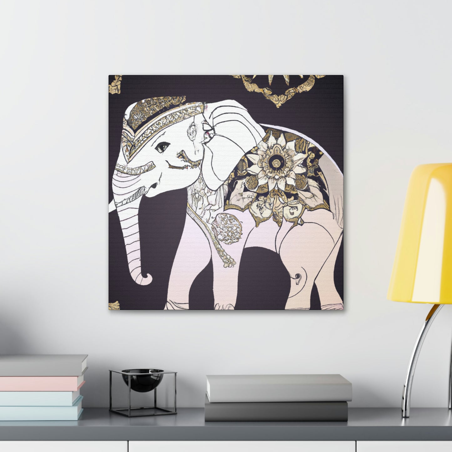 Gilded Indian Elephant. - Canvas