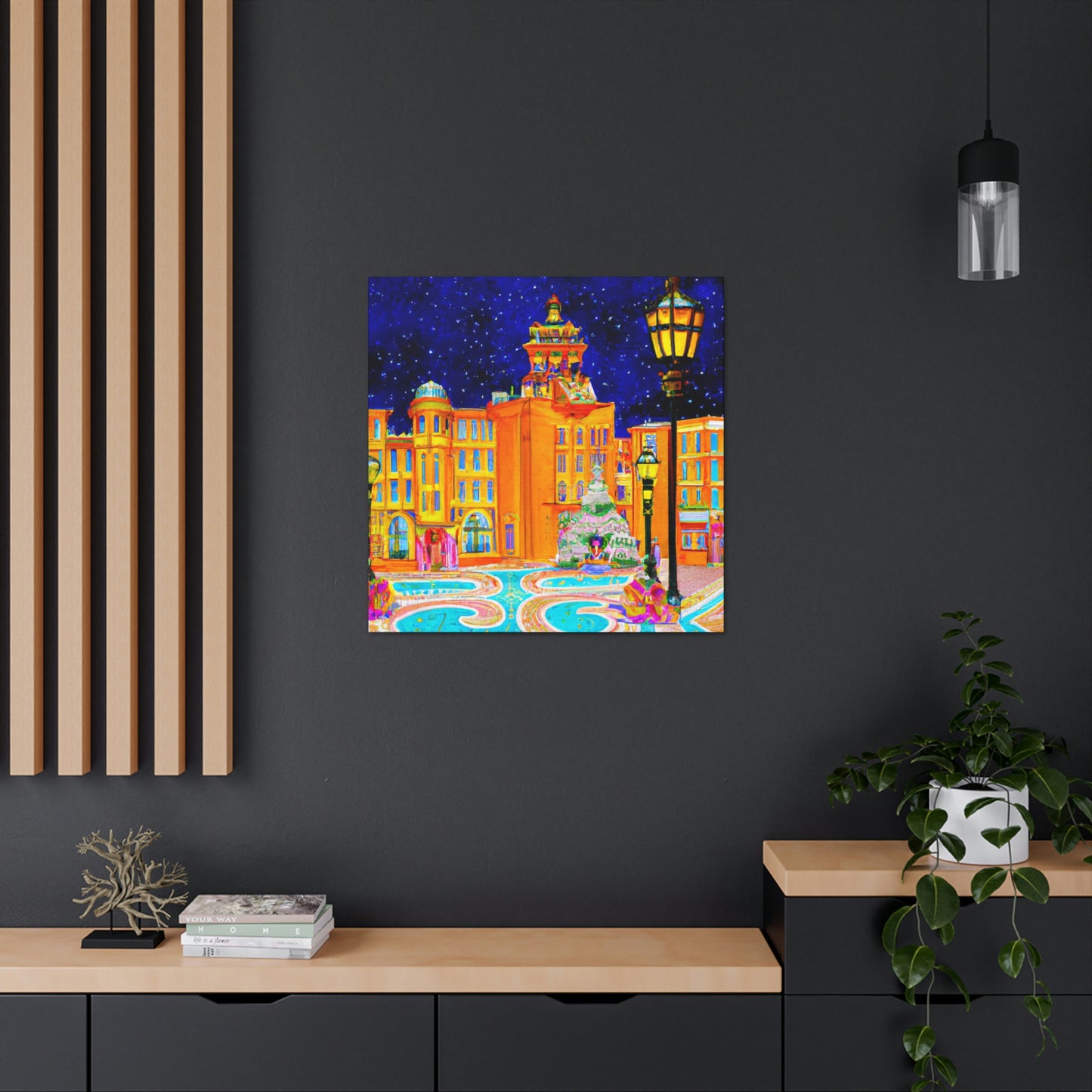 City Square in Moonlight - Canvas