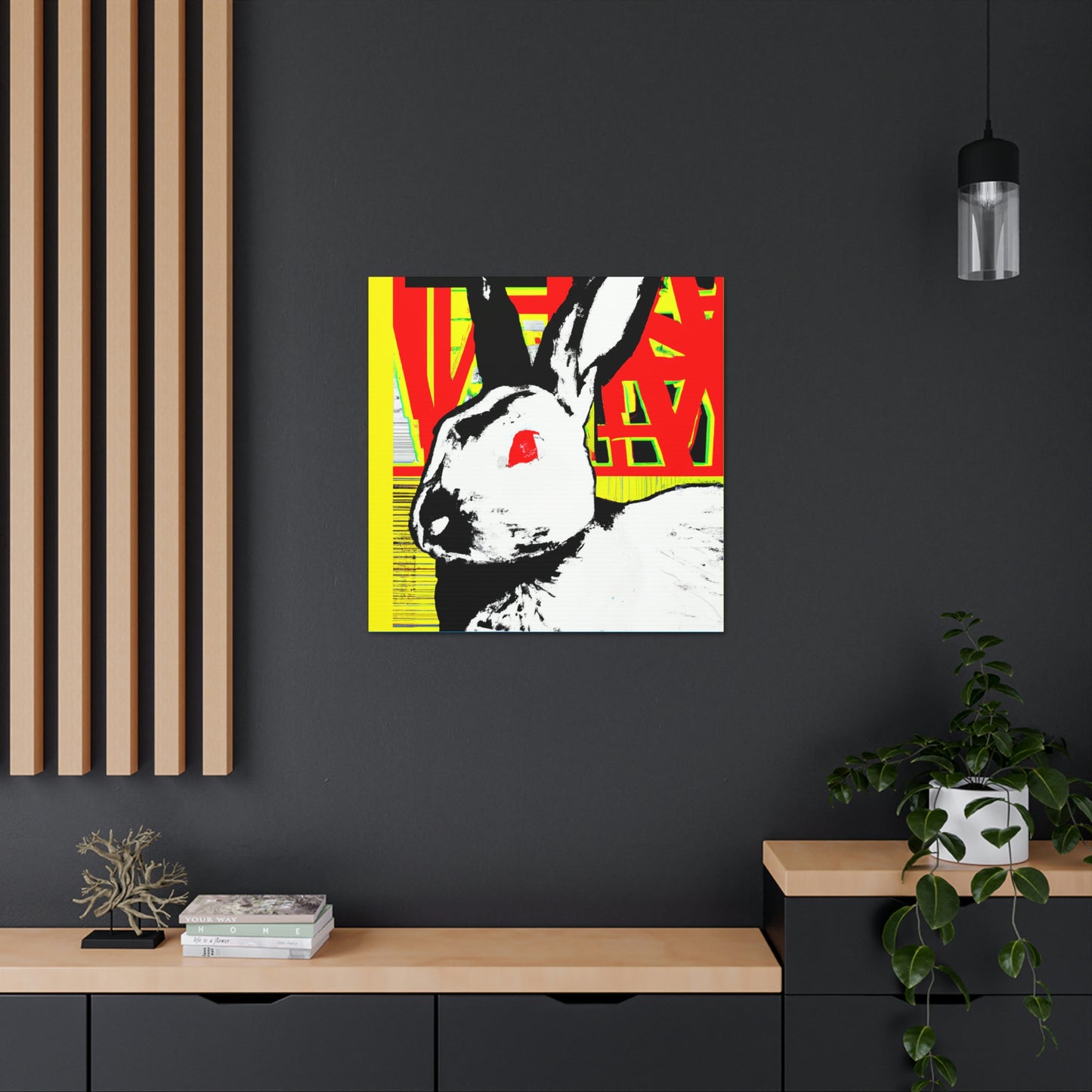 Rabbit in Moonlight Glow. - Canvas