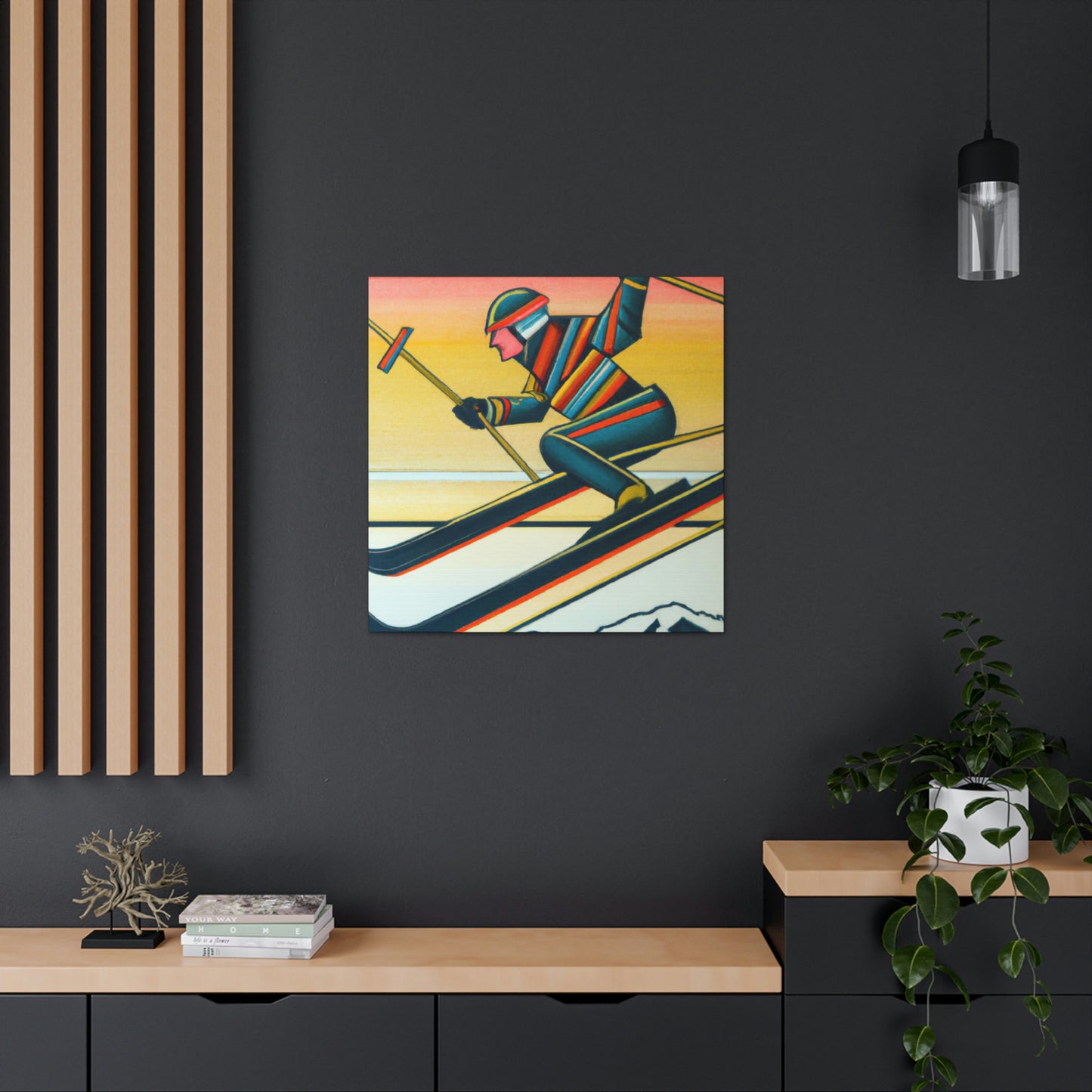 Snowy Art Deco Slopes - Canvas