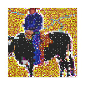 Branding Cattle Pointillism - Canvas