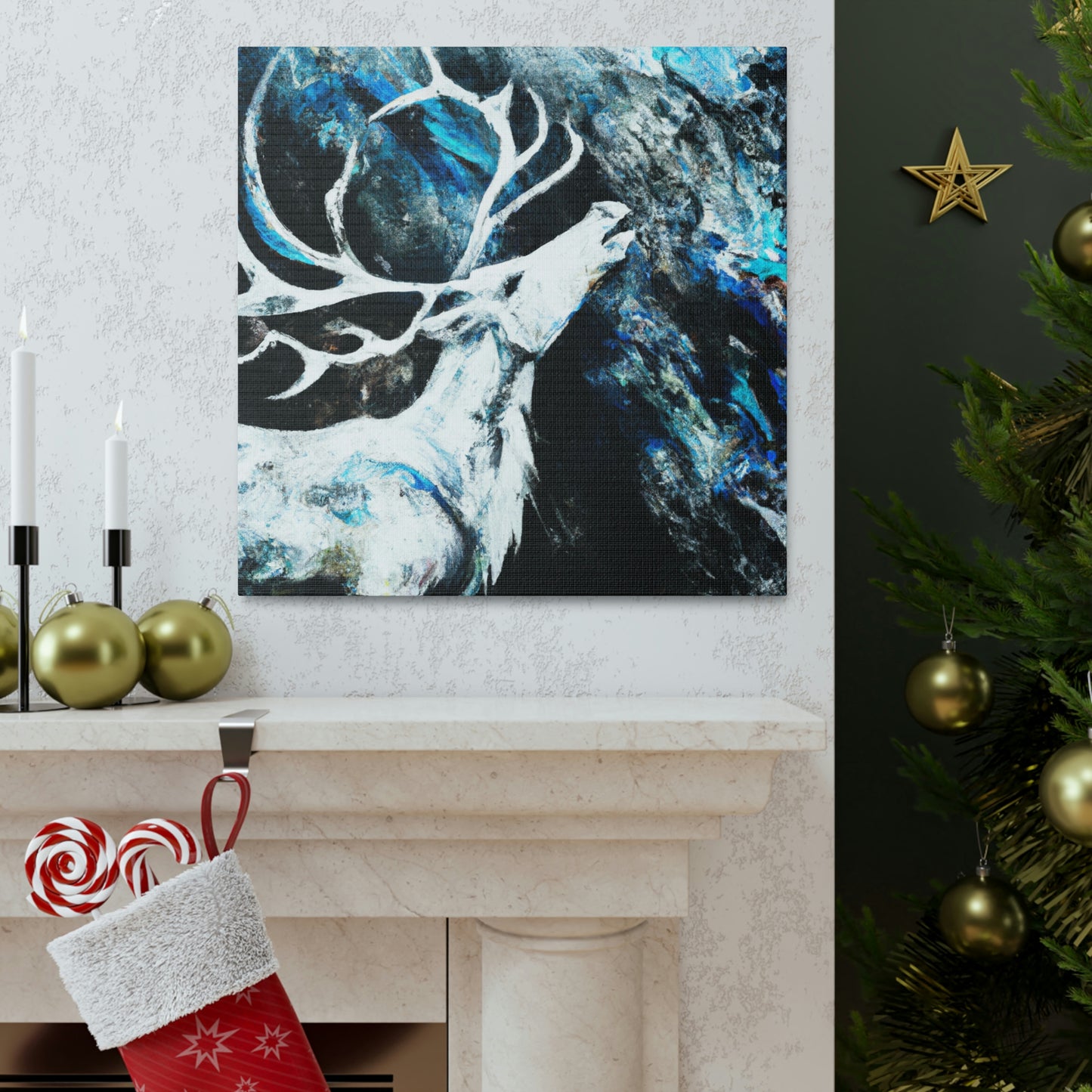 "Reindeer Abstract Expression" - Canvas