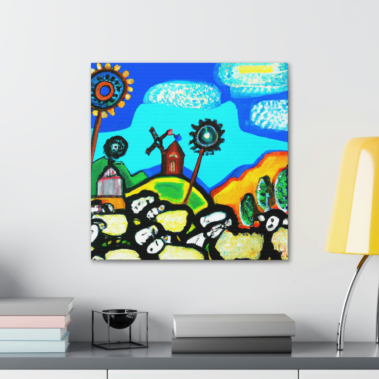 Sheep in Pastoral Scene - Canvas