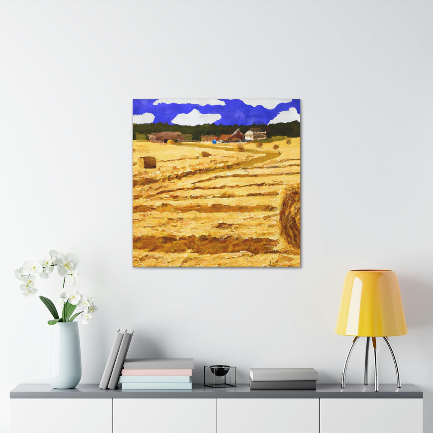 Hayfield by Moonlight - Canvas