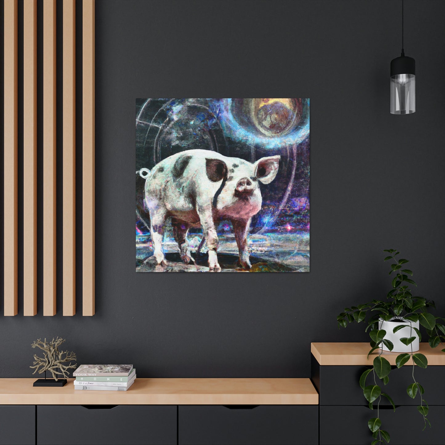 "Pot-Bellied Pig Dreamscape" - Canvas