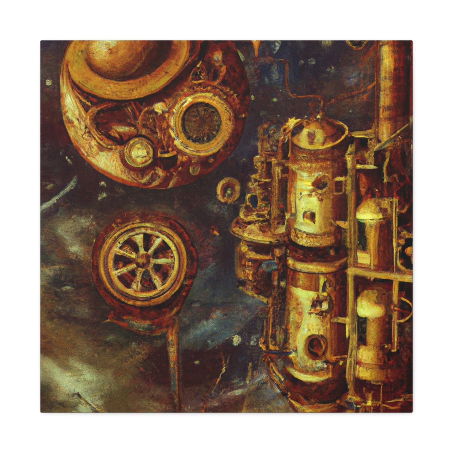 "Steampunk Space Station Dreams" - Canvas