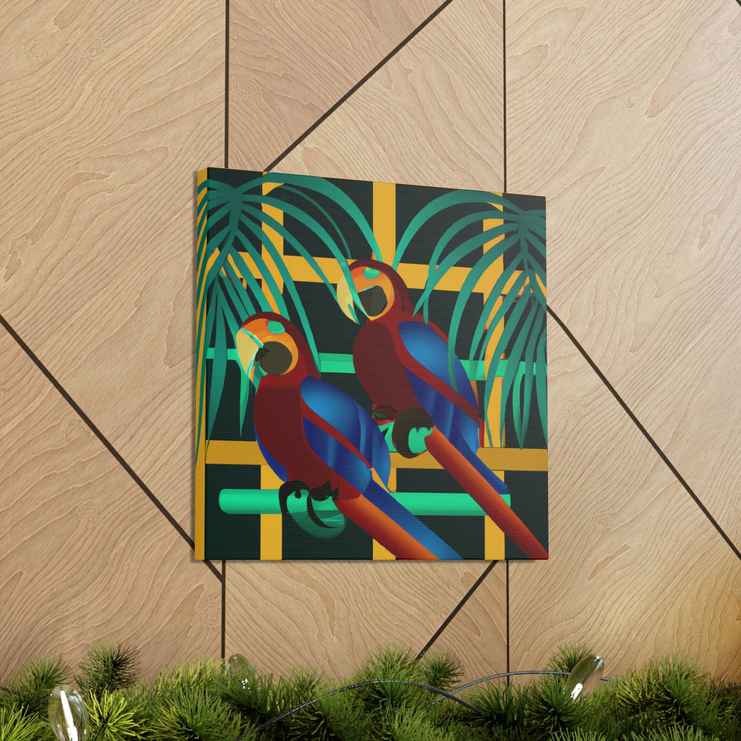 "Macaws in Neon Hues" - Canvas