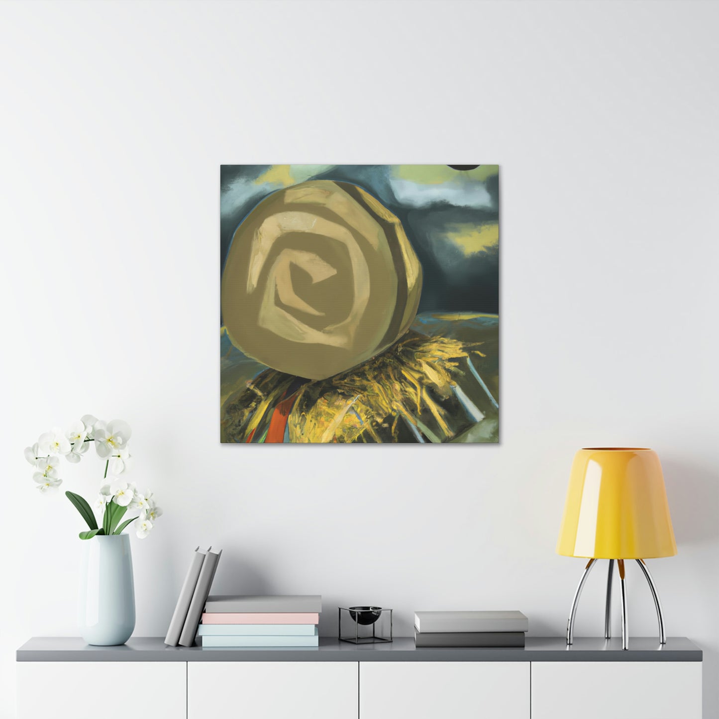 "Hay Bales in Moonlight" - Canvas