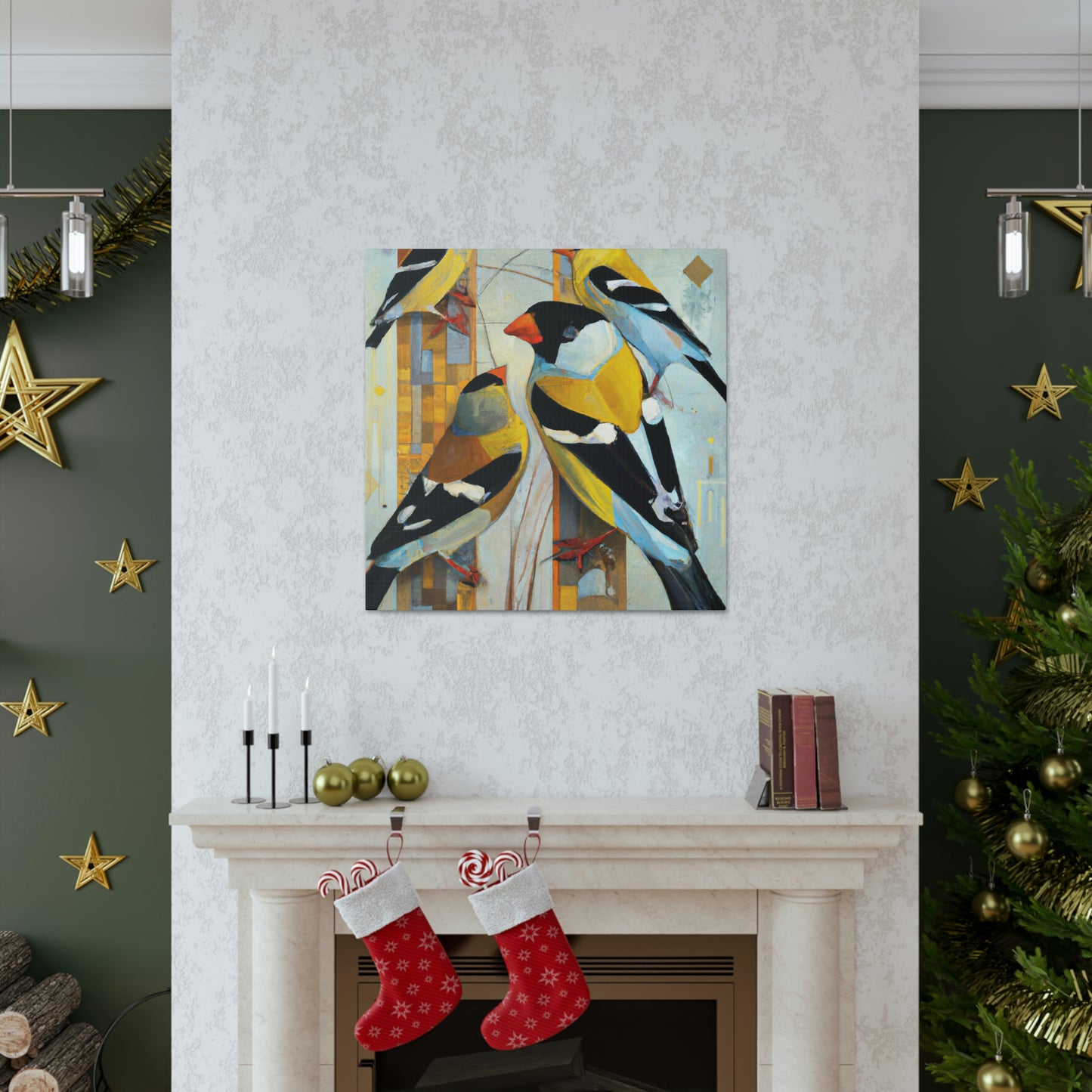 "Goldfinch in Deco Style" - Canvas