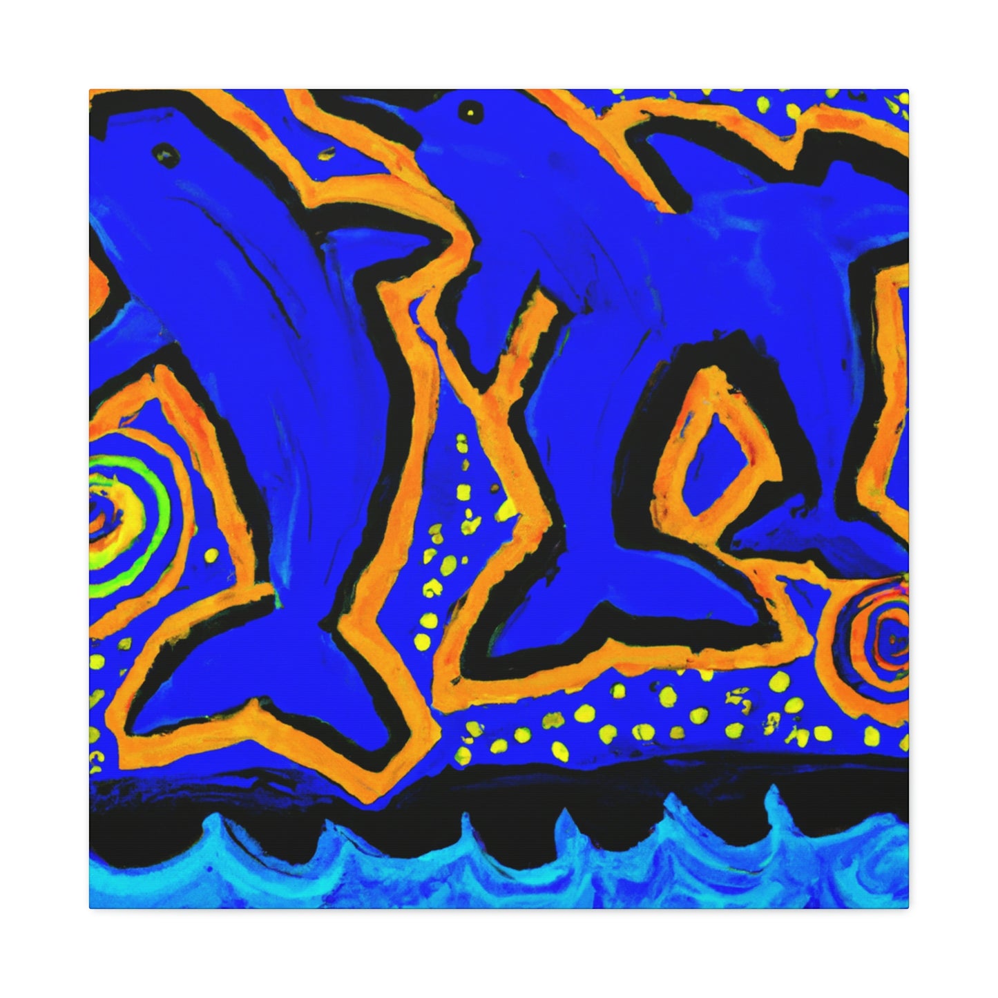 Dolphins in Abstract Forms - Canvas