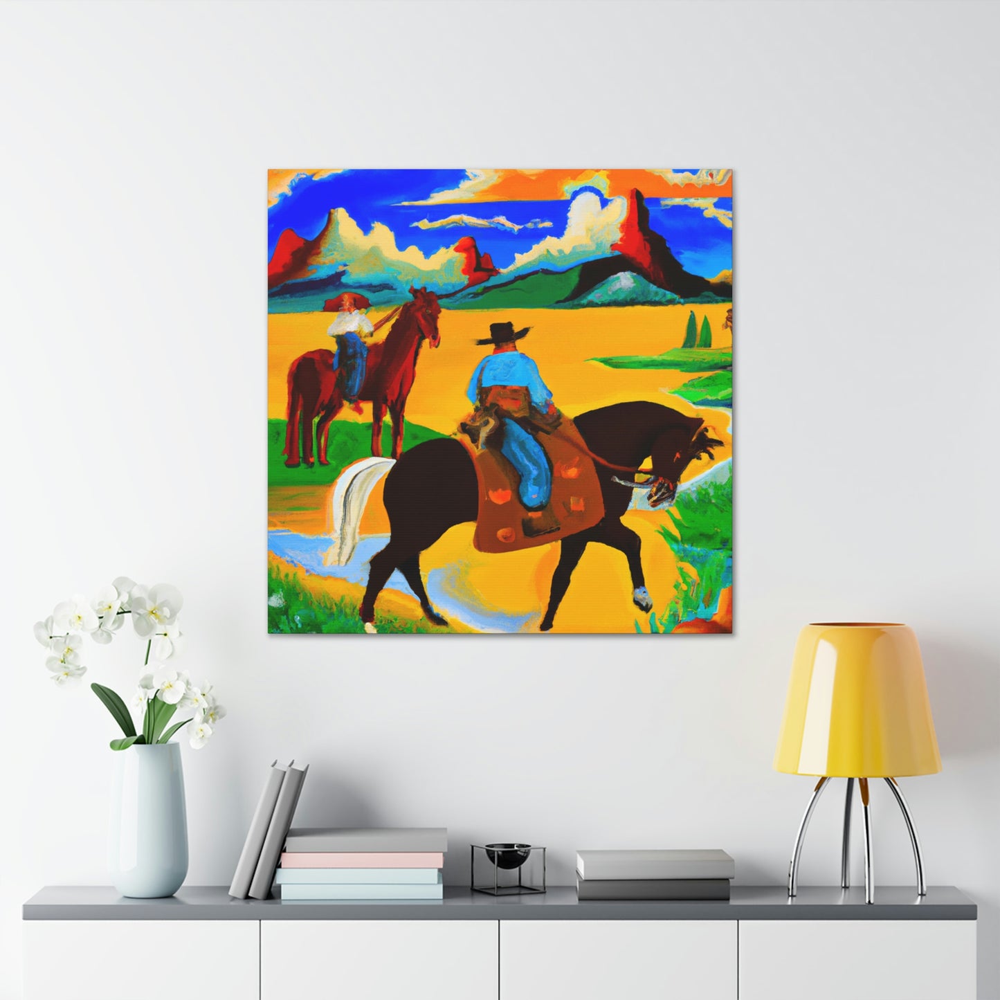 Grazing Horses Sunset - Canvas