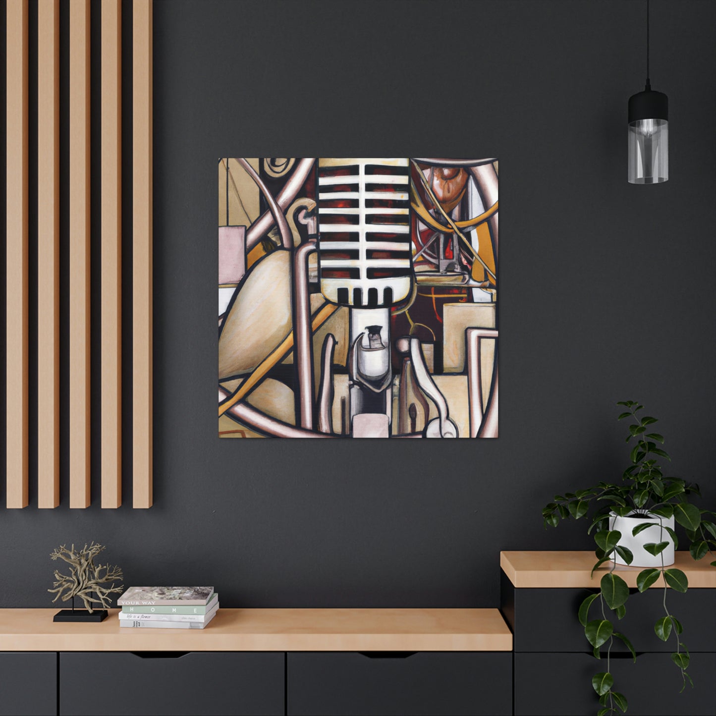 "Microphone in Moonlight" - Canvas