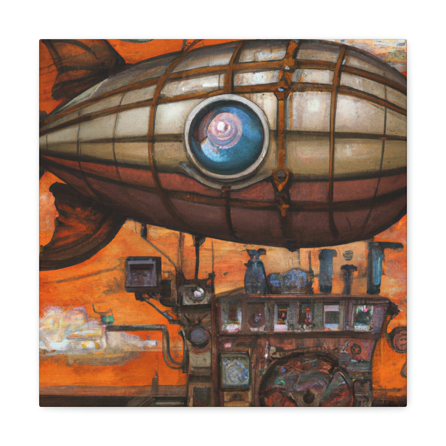 "Steampunk Blimp Descends" - Canvas