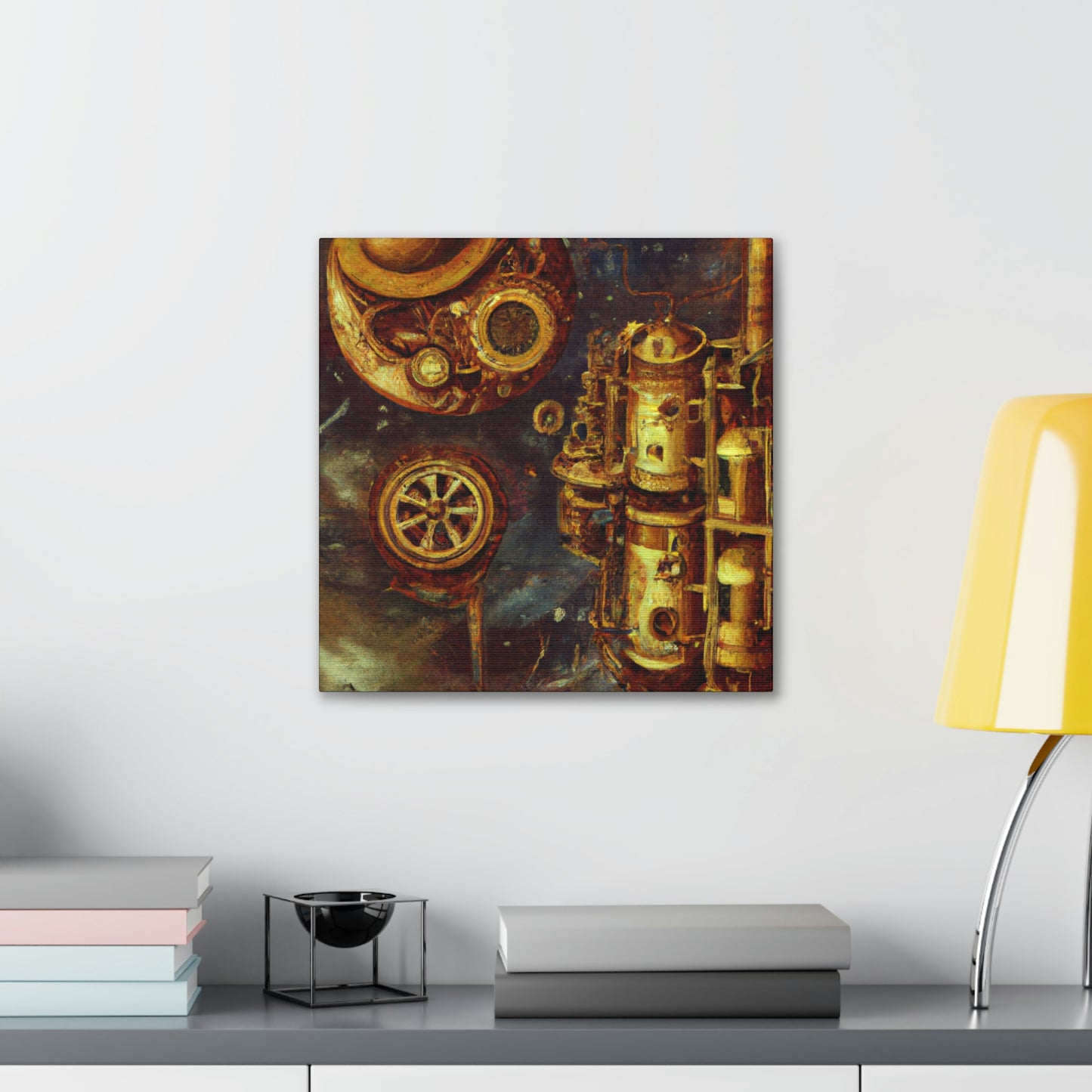 "Steampunk Space Station Dreams" - Canvas