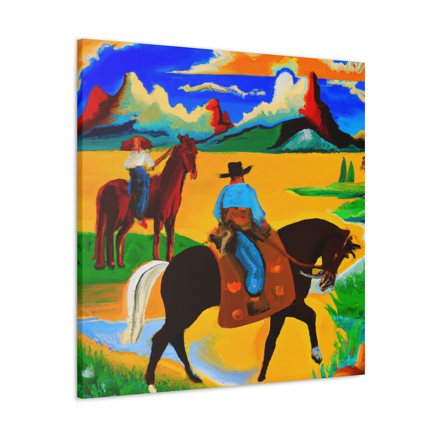 Grazing Horses Sunset - Canvas