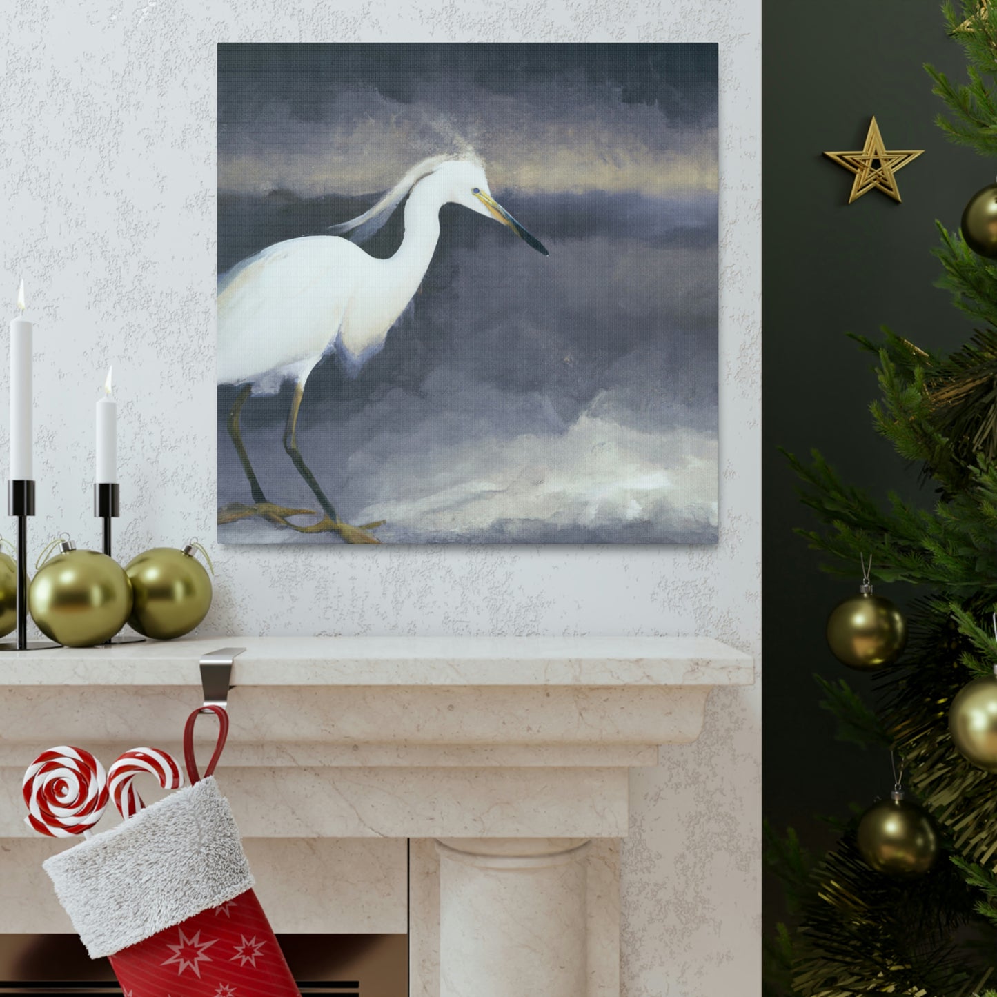 "Whiteness of Egret Winter" - Canvas