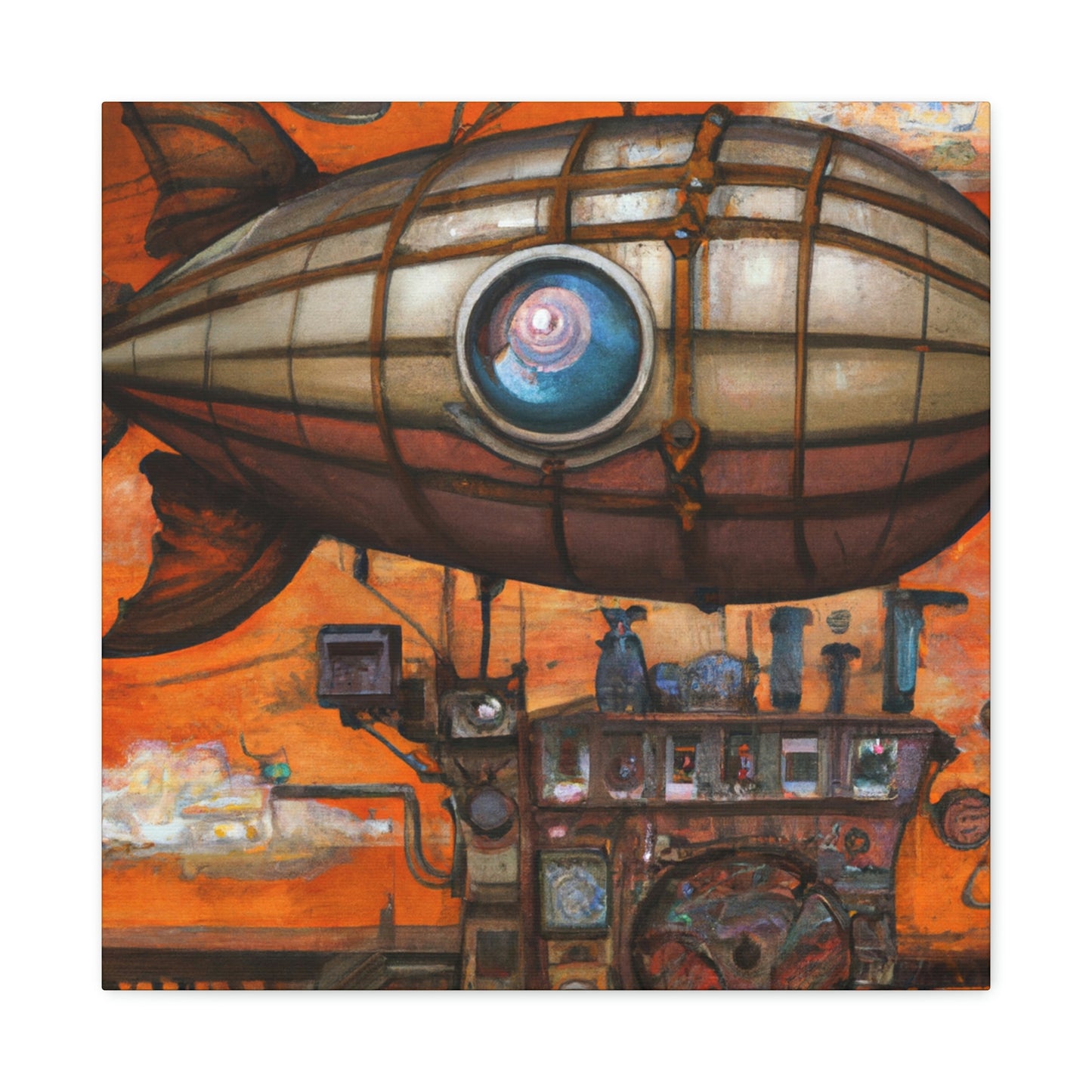 "Steampunk Blimp Descends" - Canvas