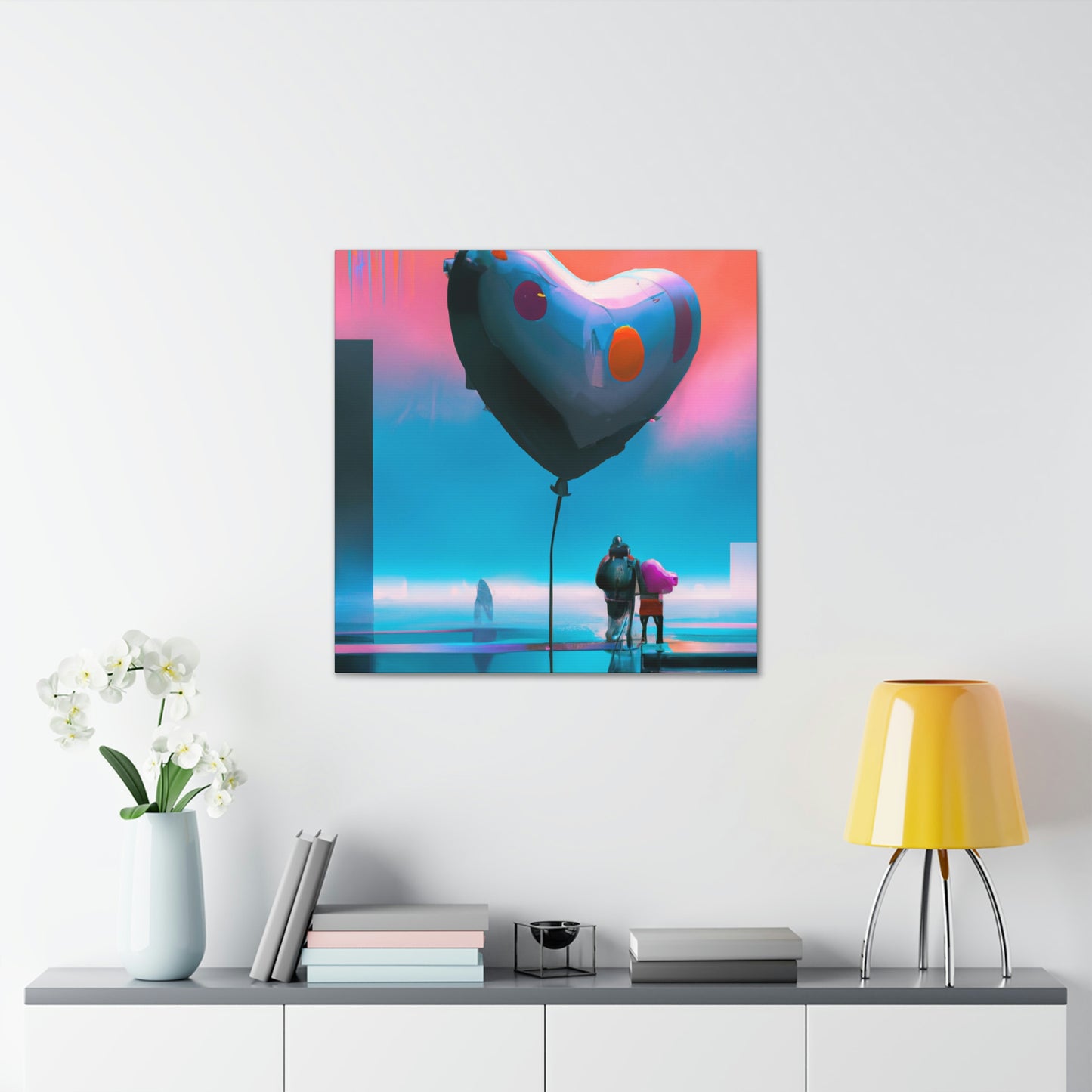 "Heart Balloon Ascension" - Canvas