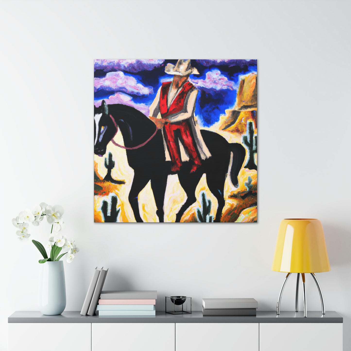 Wandering Cowboy Sunset - Canvas