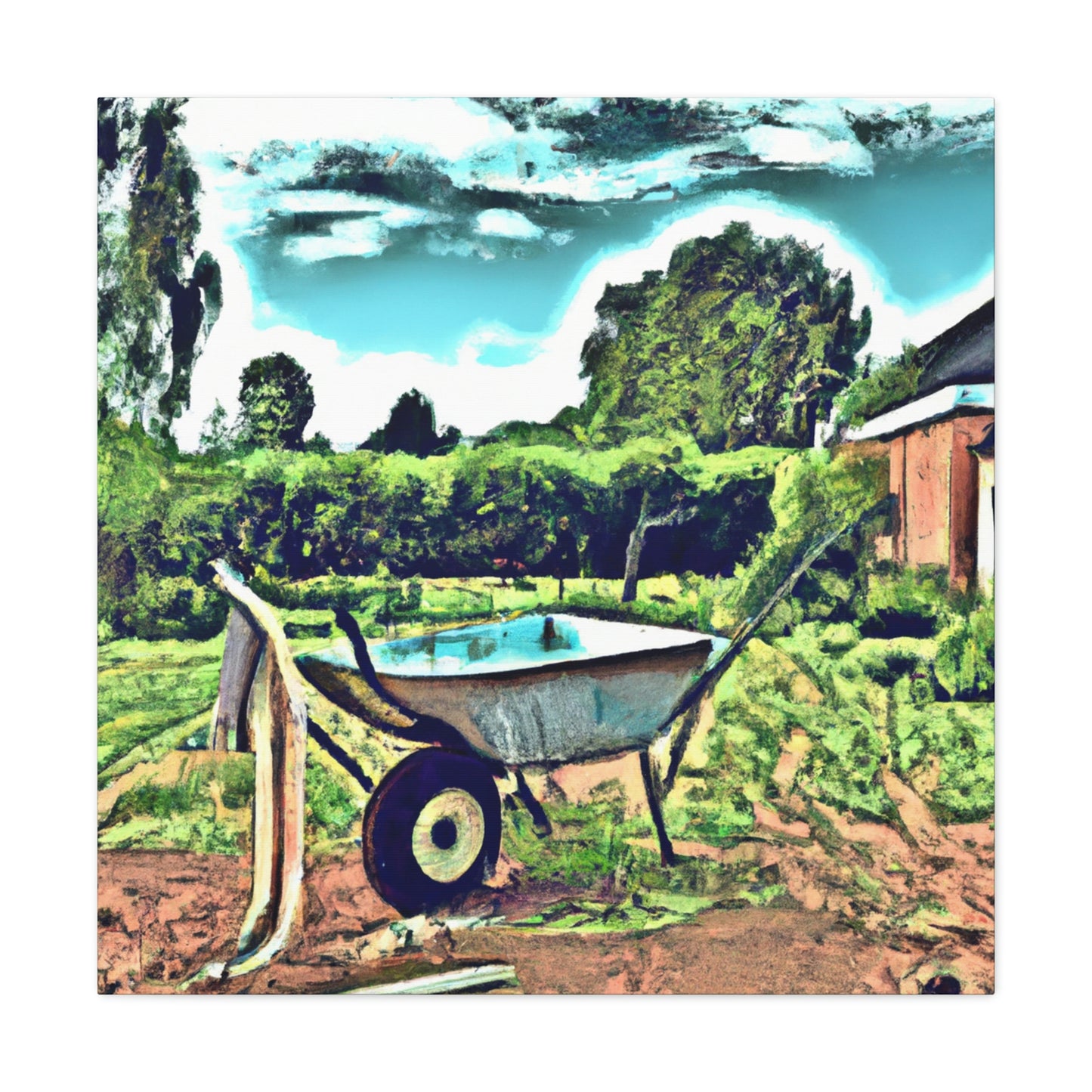 "Wheelbarrow in Bloom" - Canvas