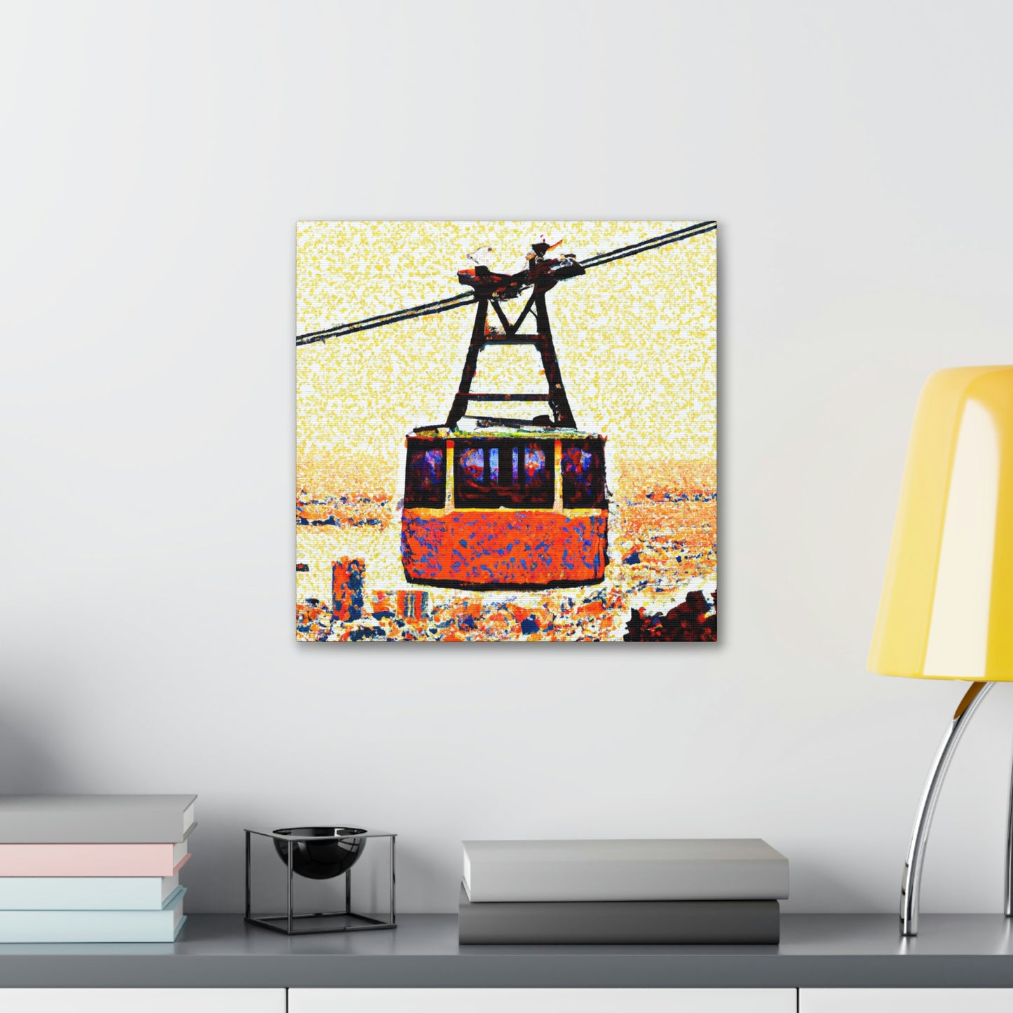 Cable Car Pointillism - Canvas