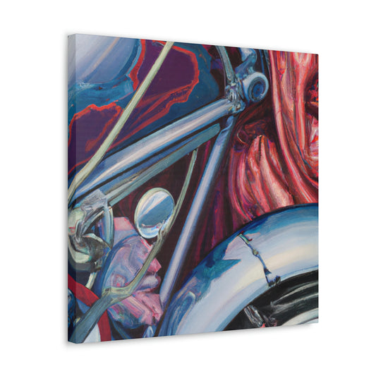 "Motorcycle in Moonlight Glare" - Canvas