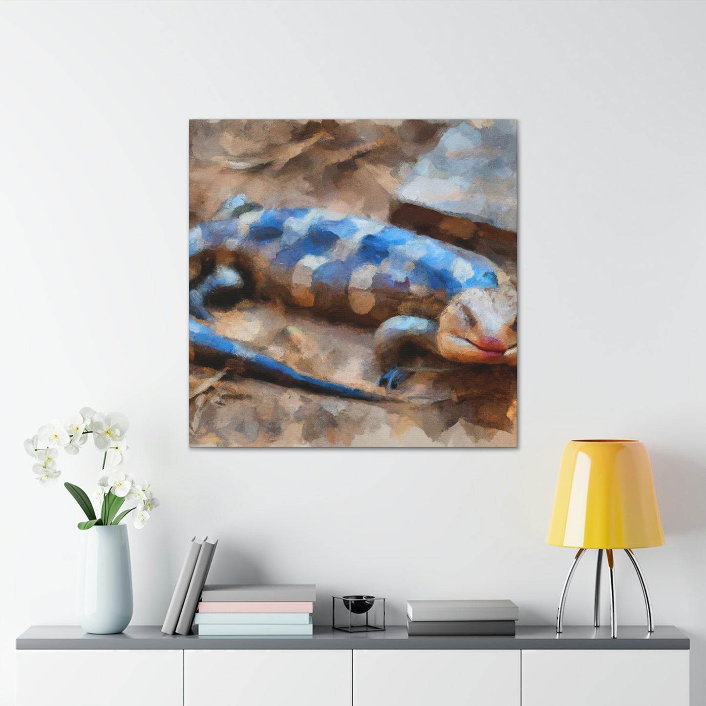 "Blue-Tongued Skink Dreaming" - Canvas