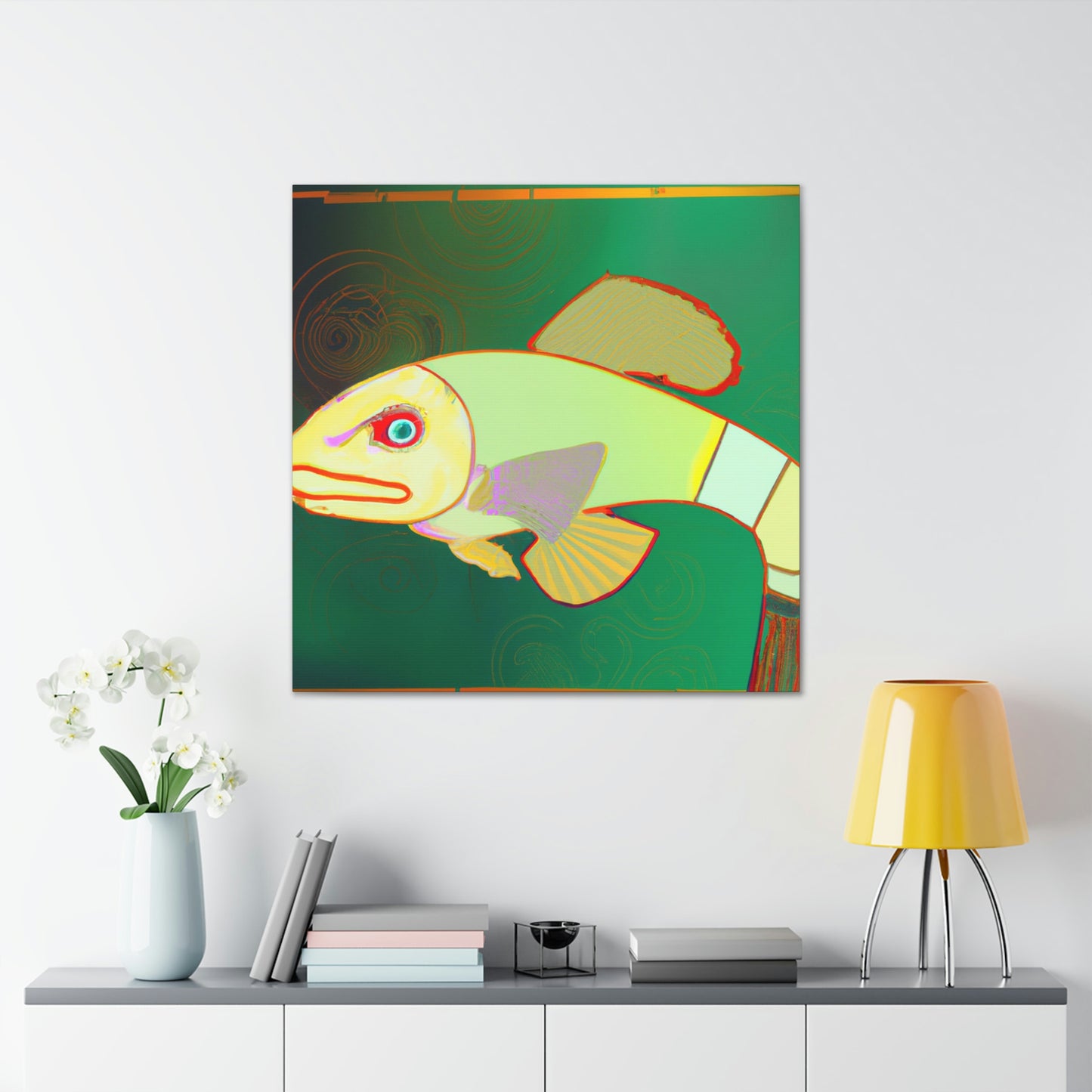 "Glittering Art Deco Killifish" - Canvas