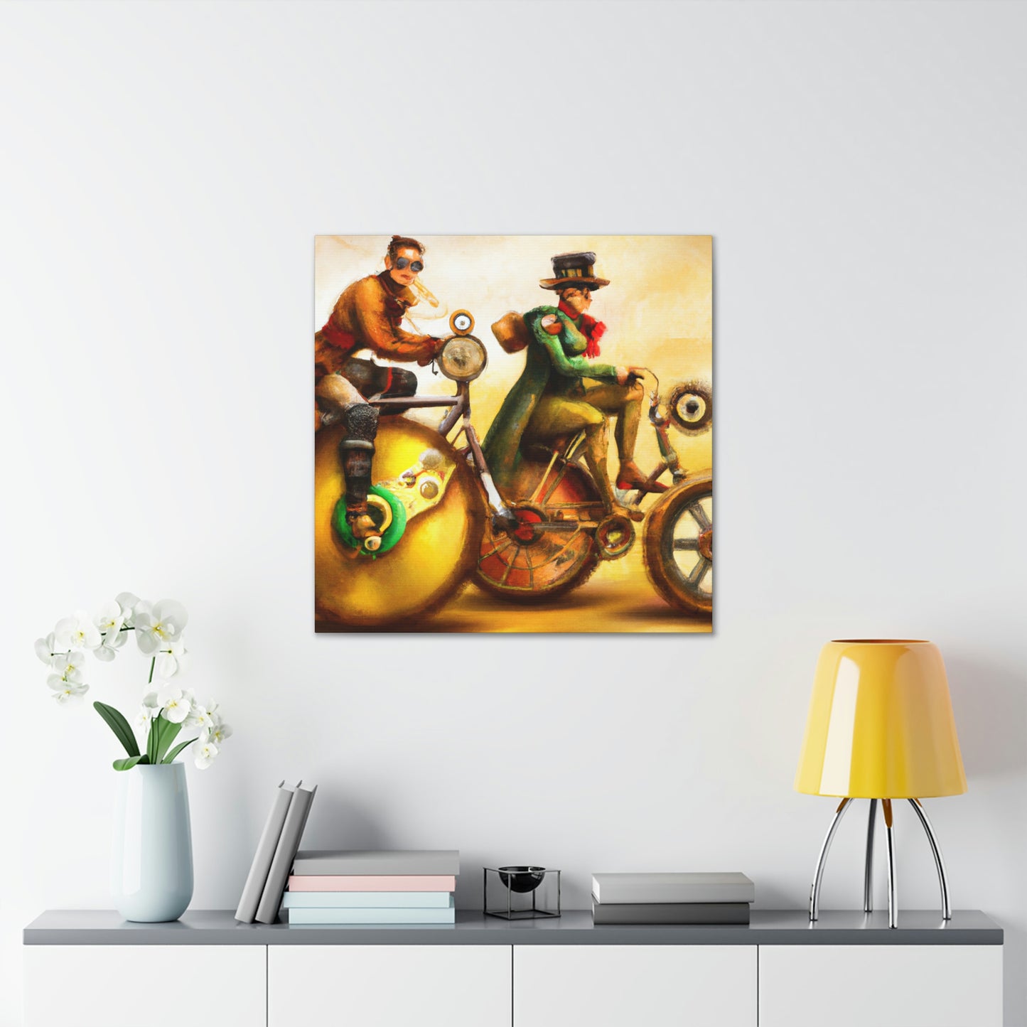 Biking in Steampunkland - Canvas