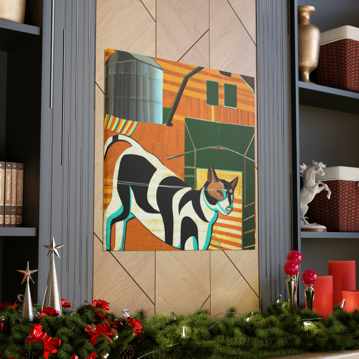 "Barn Cat Art Deco" - Canvas