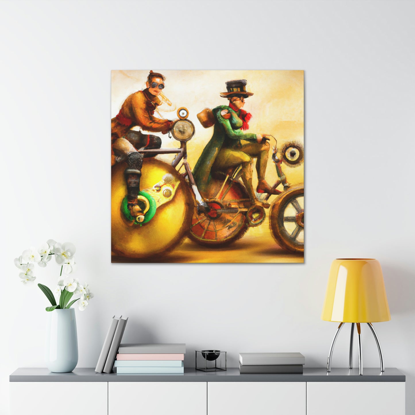 Biking in Steampunkland - Canvas