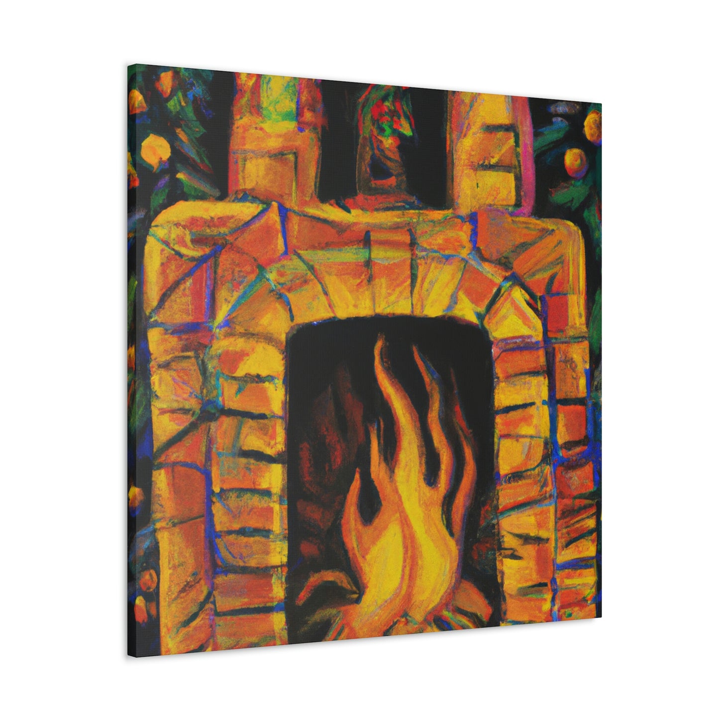 "Flaming Fireplace Flair" - Canvas