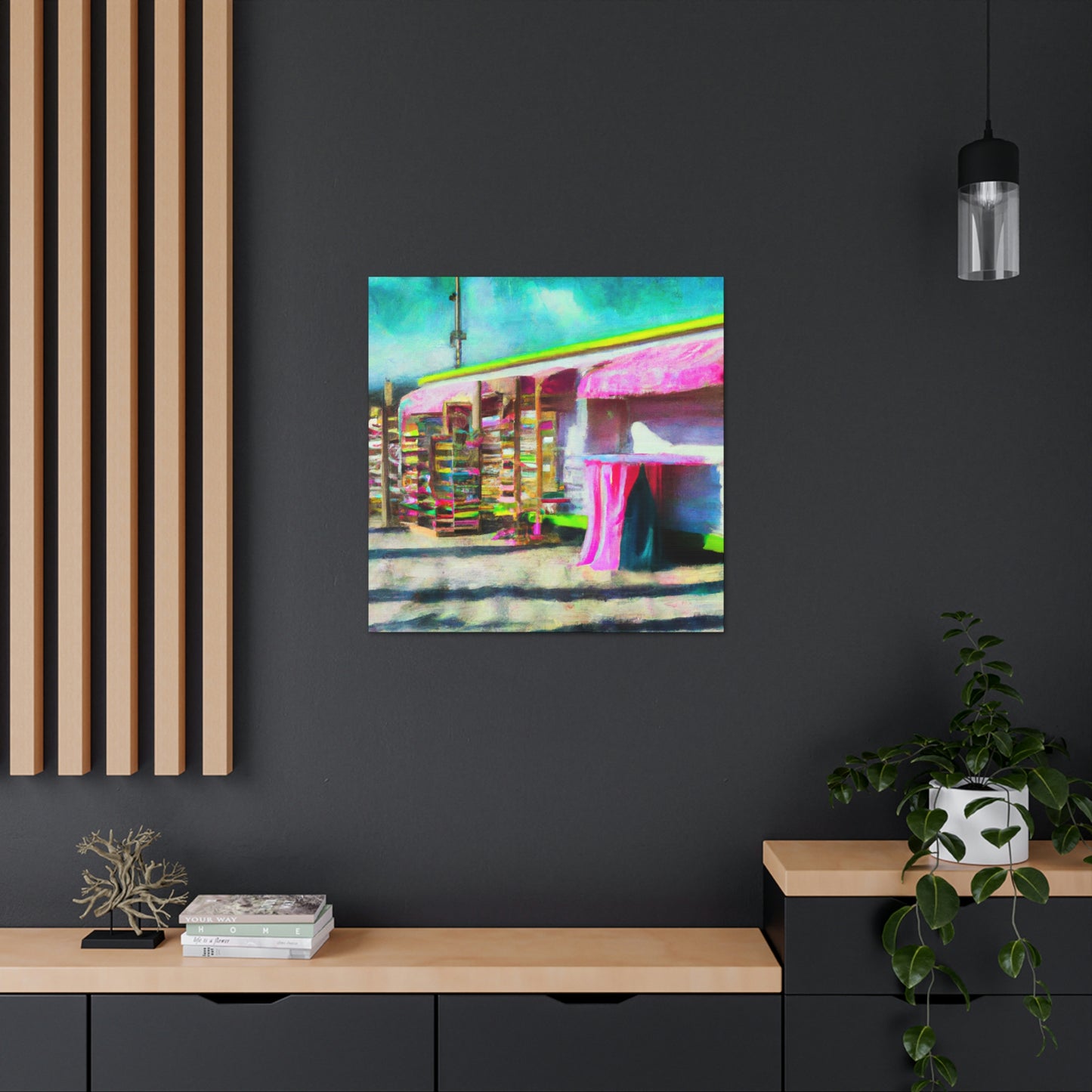 "Surreal Seaside Shops" - Canvas